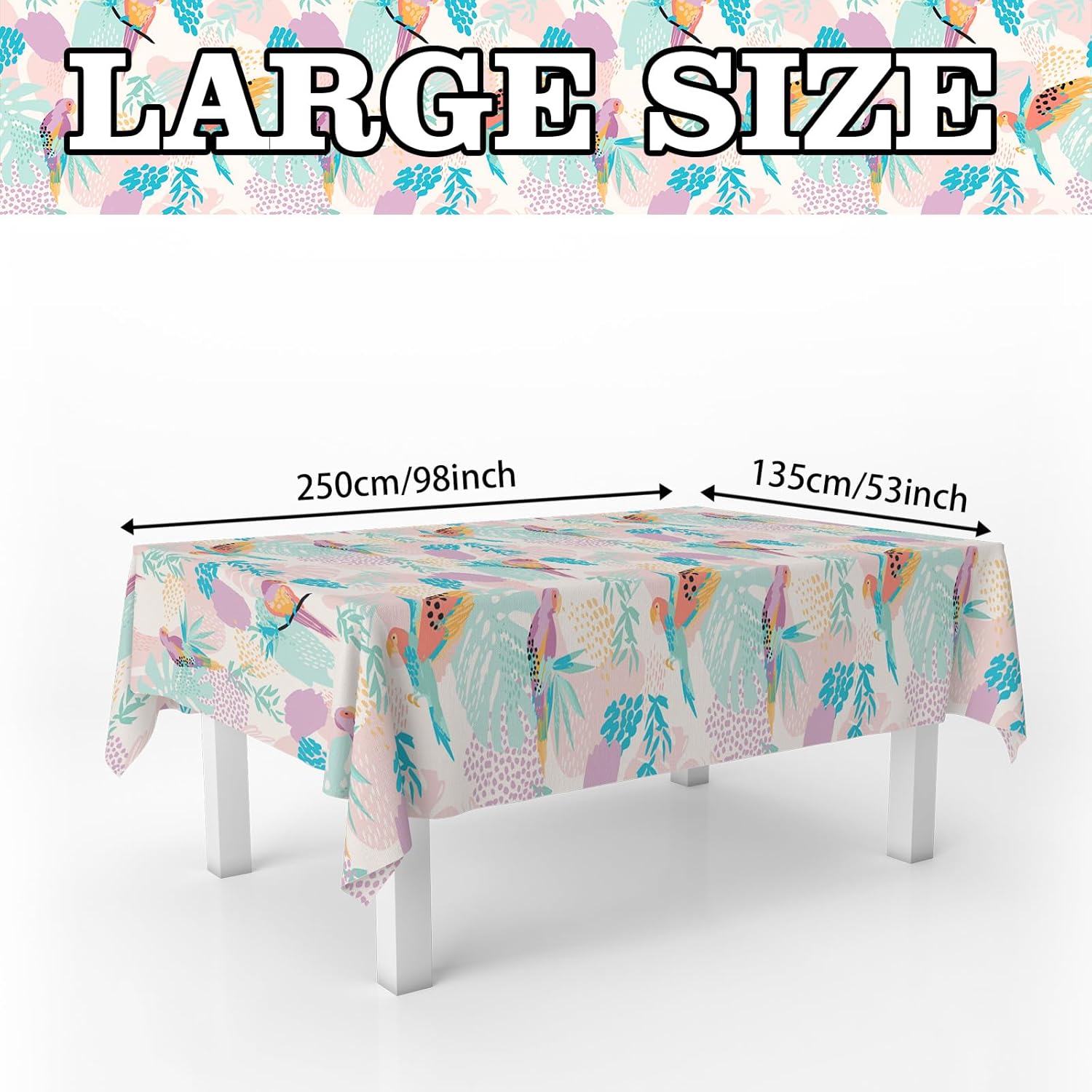 Tropical Bird Tablecloth 53x98 Inches Summer Party Cover