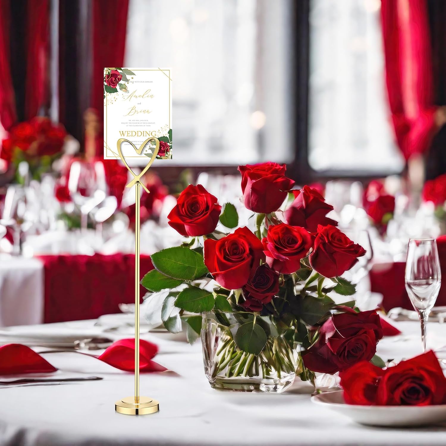 Kosiz 12 Pcs Gold Heart Table Number Holders