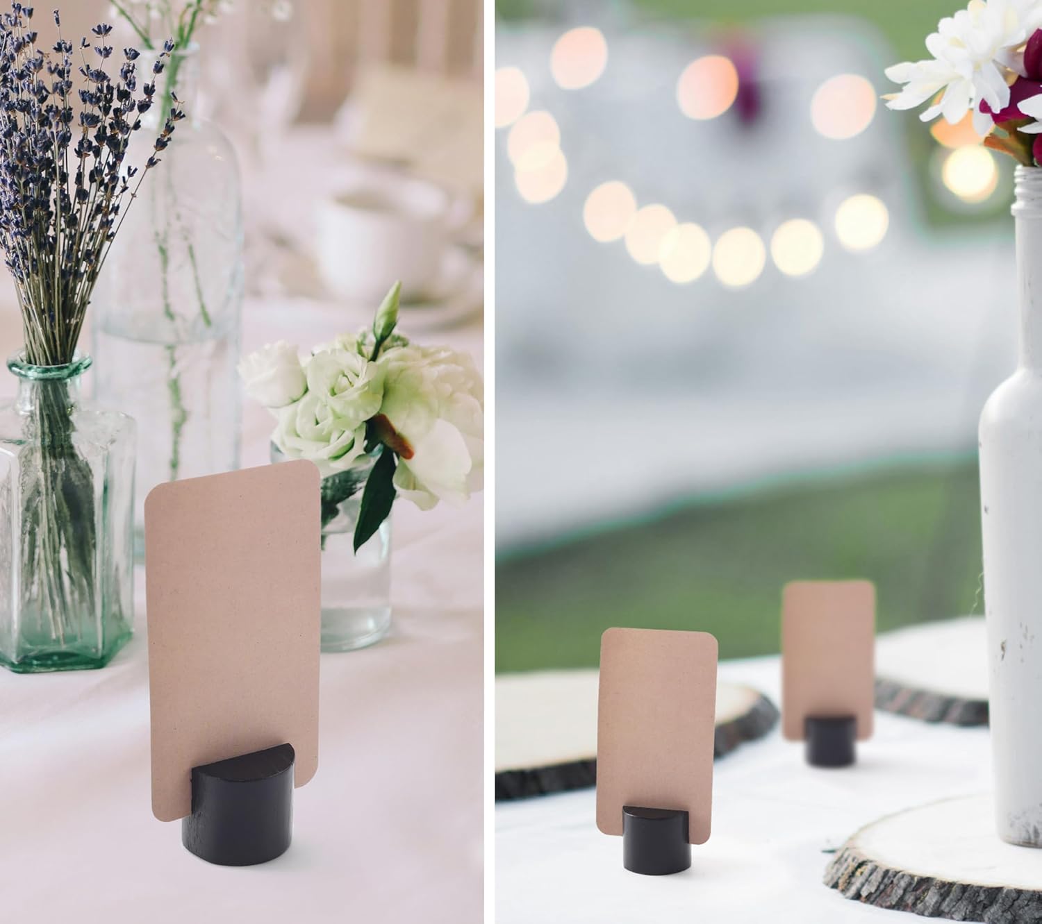 20 Pack Mini Wood Table Number Holders - Black