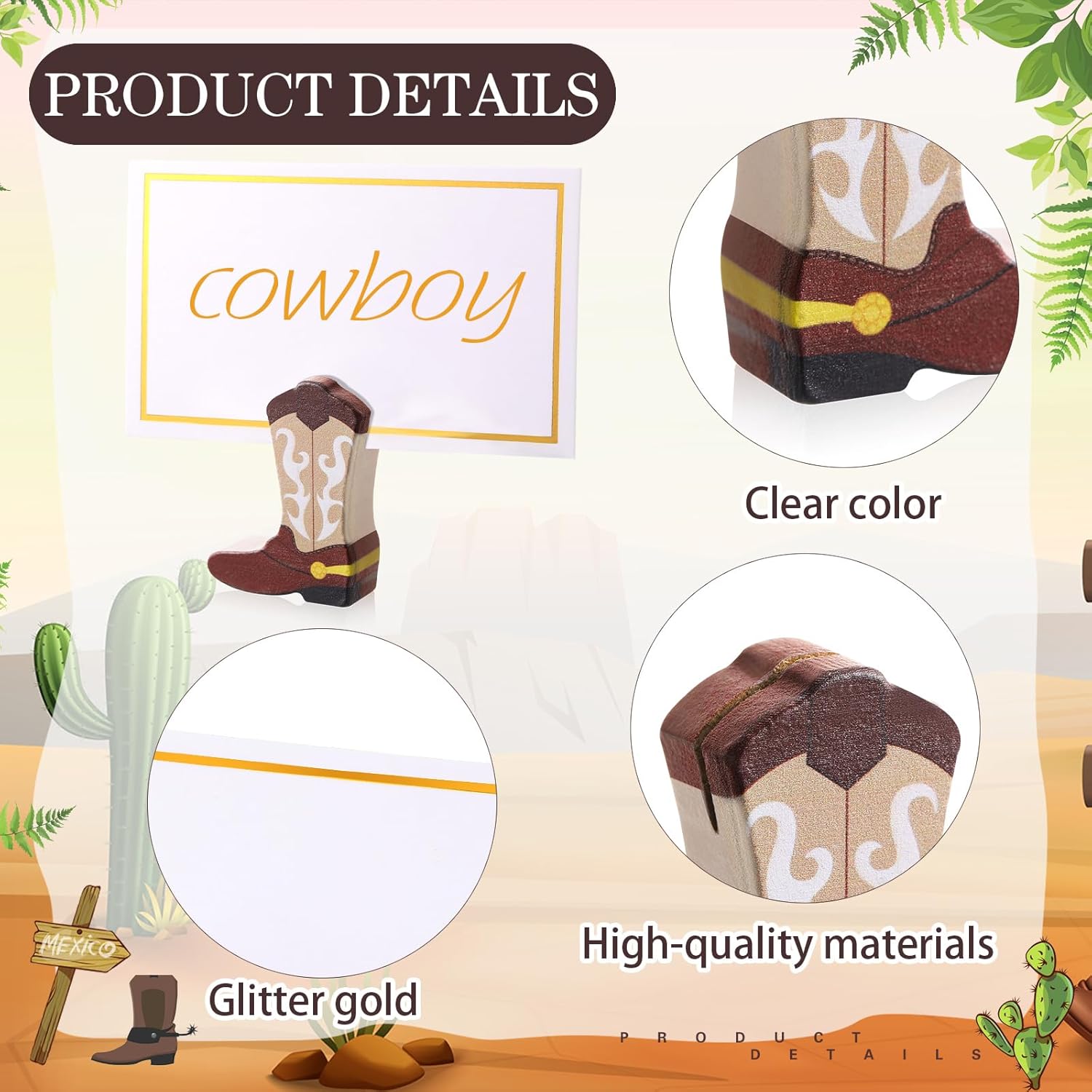 Kigley 18 Pcs Wooden Cowboy Boots Place Card Holders