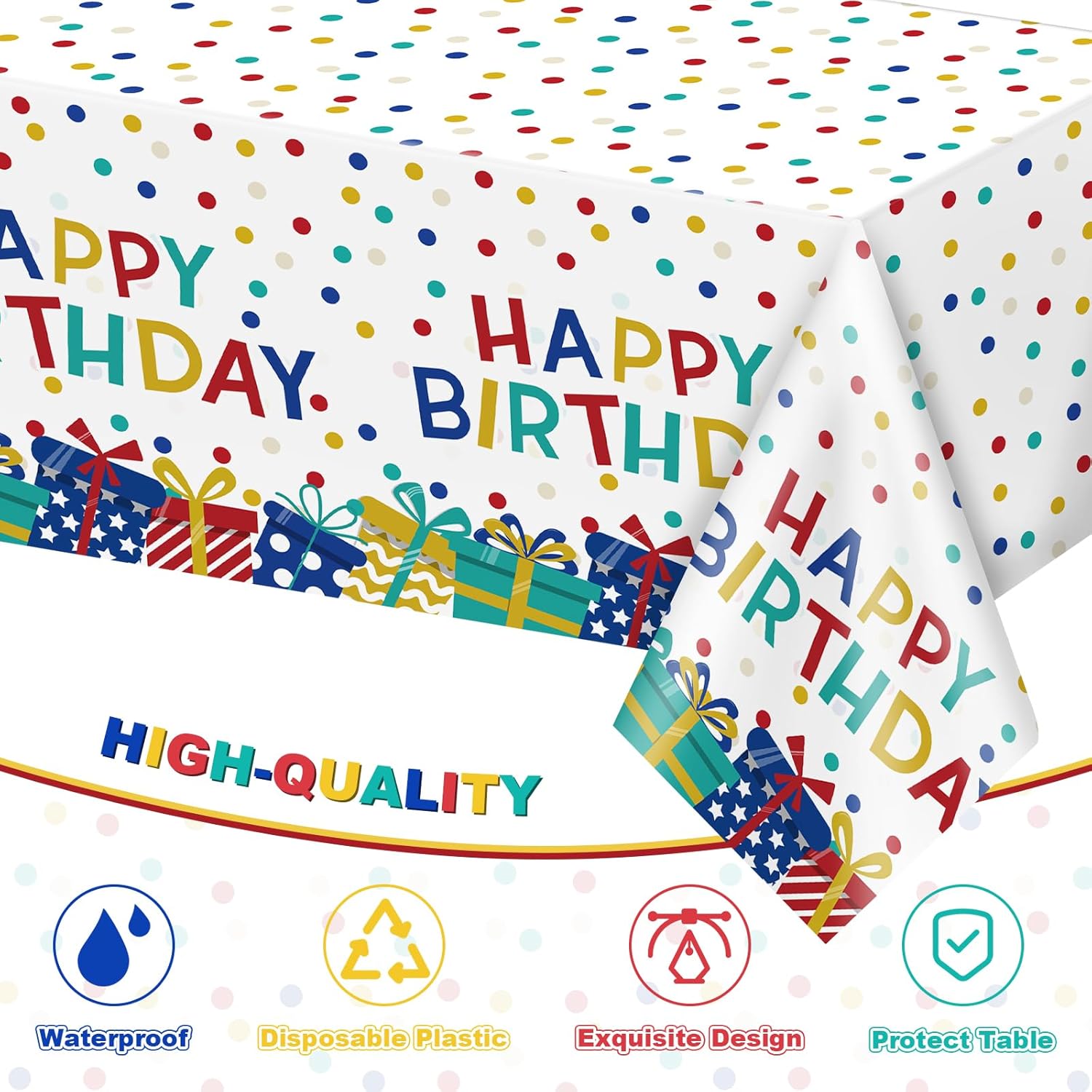 3 Pcs Plastic Tablecloth for Birthday Parties