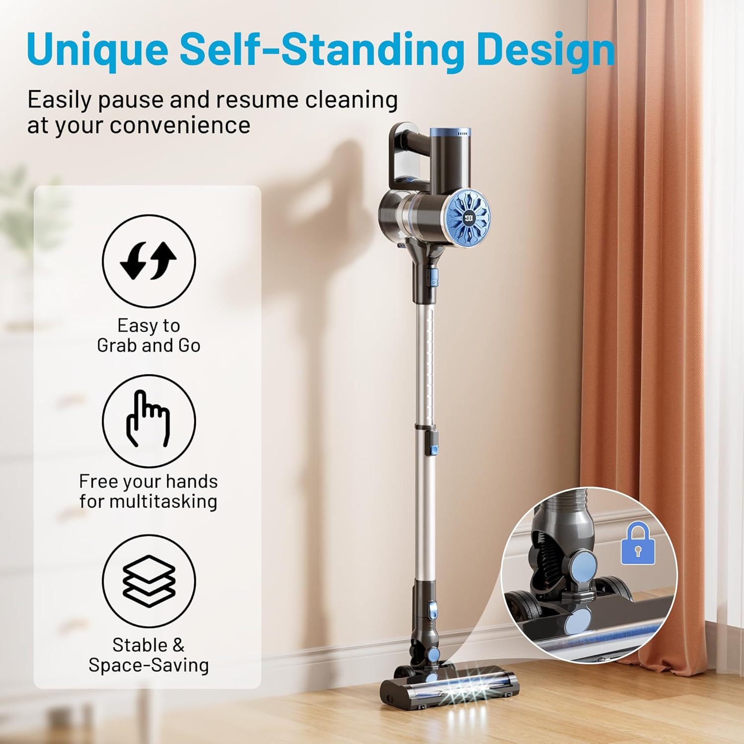 VIPSUN Cordless Stick Vacuum Cleaner 6-in-1 Self-Standing