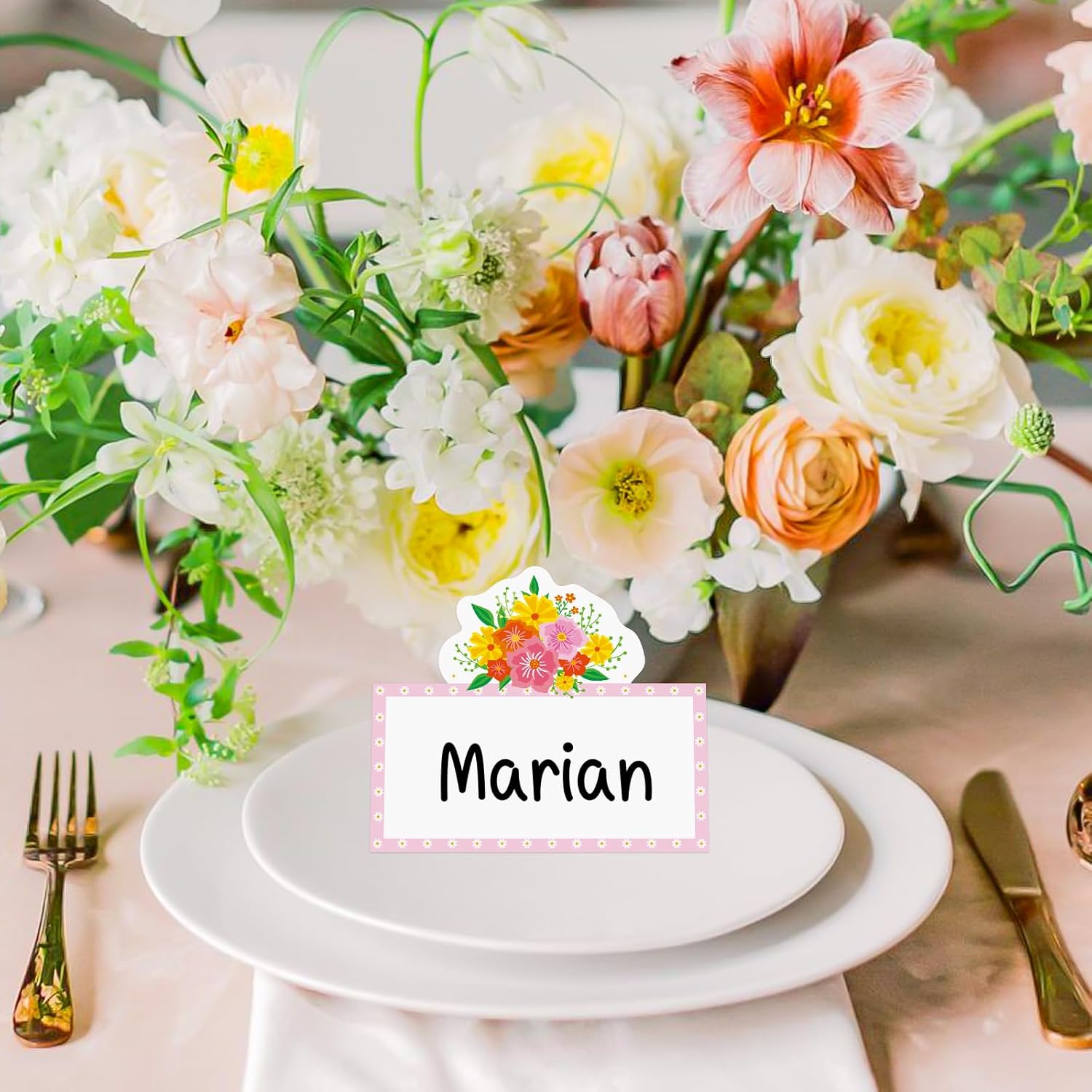 48 Pcs Spring Floral Place Cards for Parties and Events