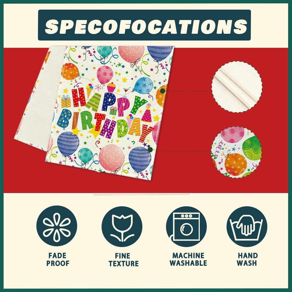 XCHI Colorful Balloons Confetti Stars Table Runner