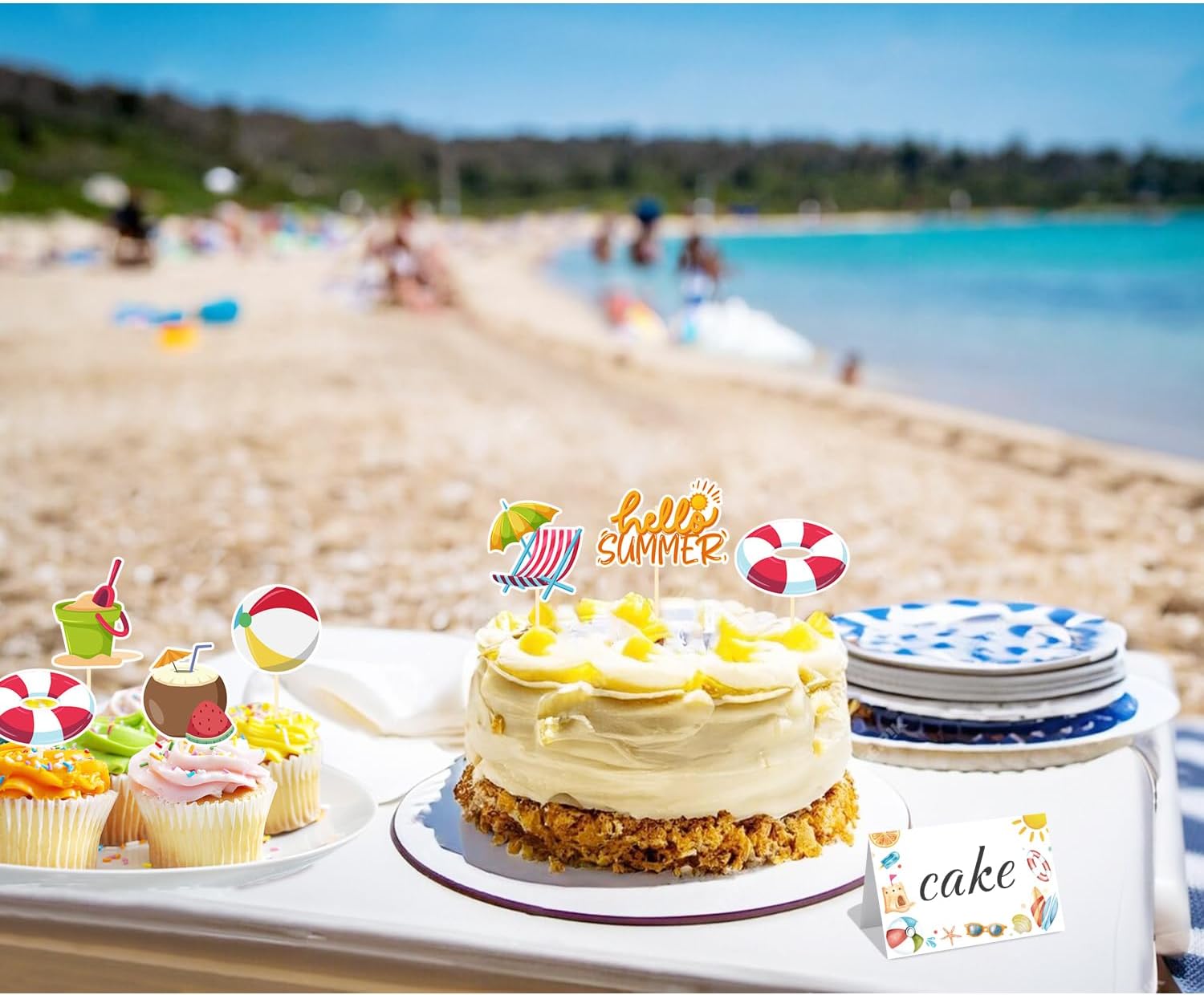 24 Pcs Summer Beach Place Cards for Parties