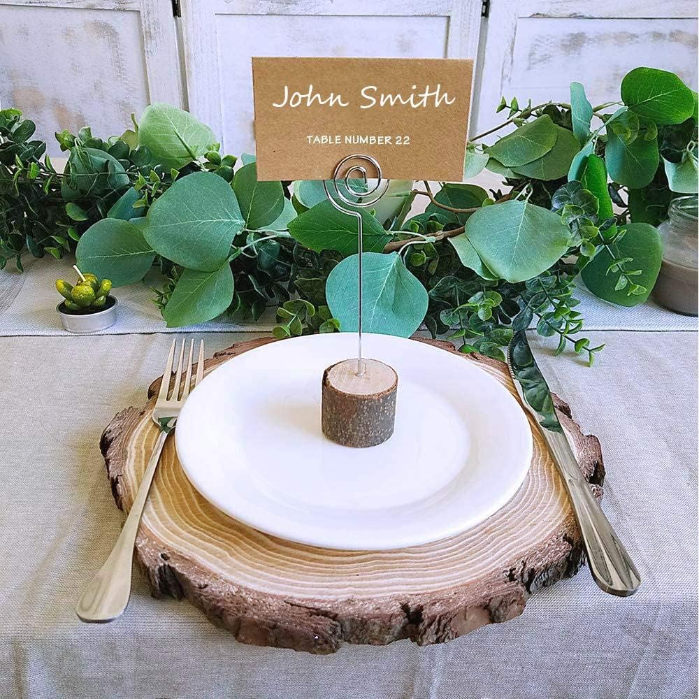 Senover 10pc Place Card Holders with 20pcs Cards Rustic Wood Base