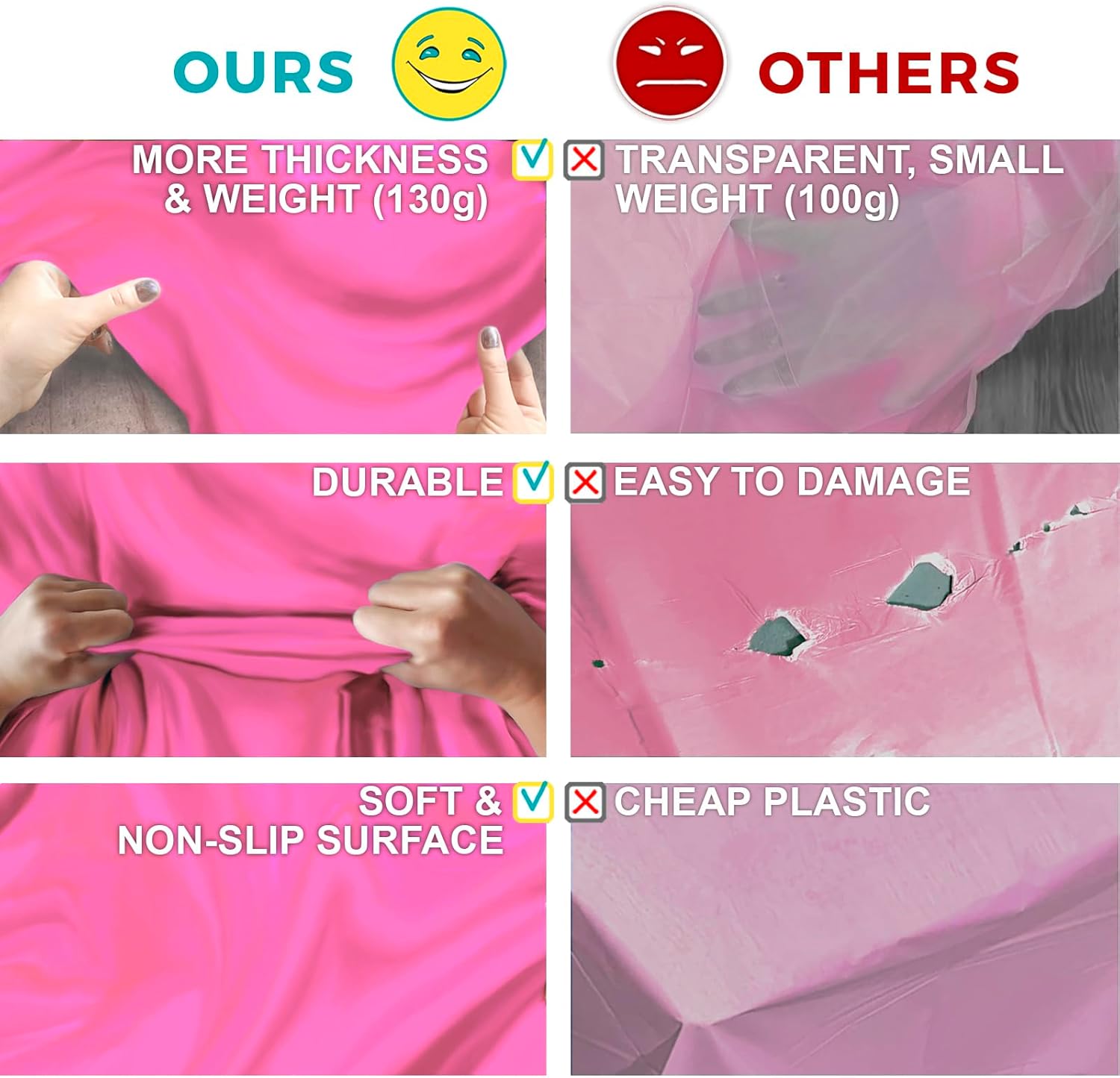 54in X 100ft Pink Plastic Tablecloth Roll with Built-In Cutter