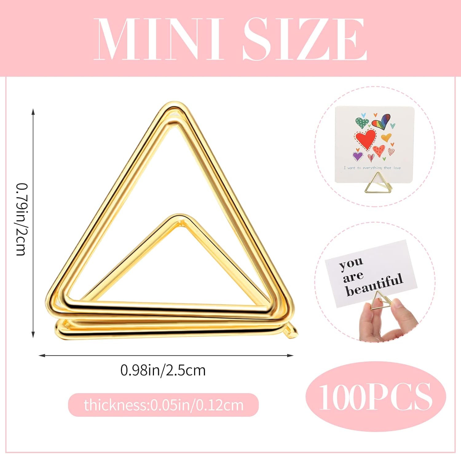 100 Pcs Gold Table Number Holders Triangle Shape Place Card Holders