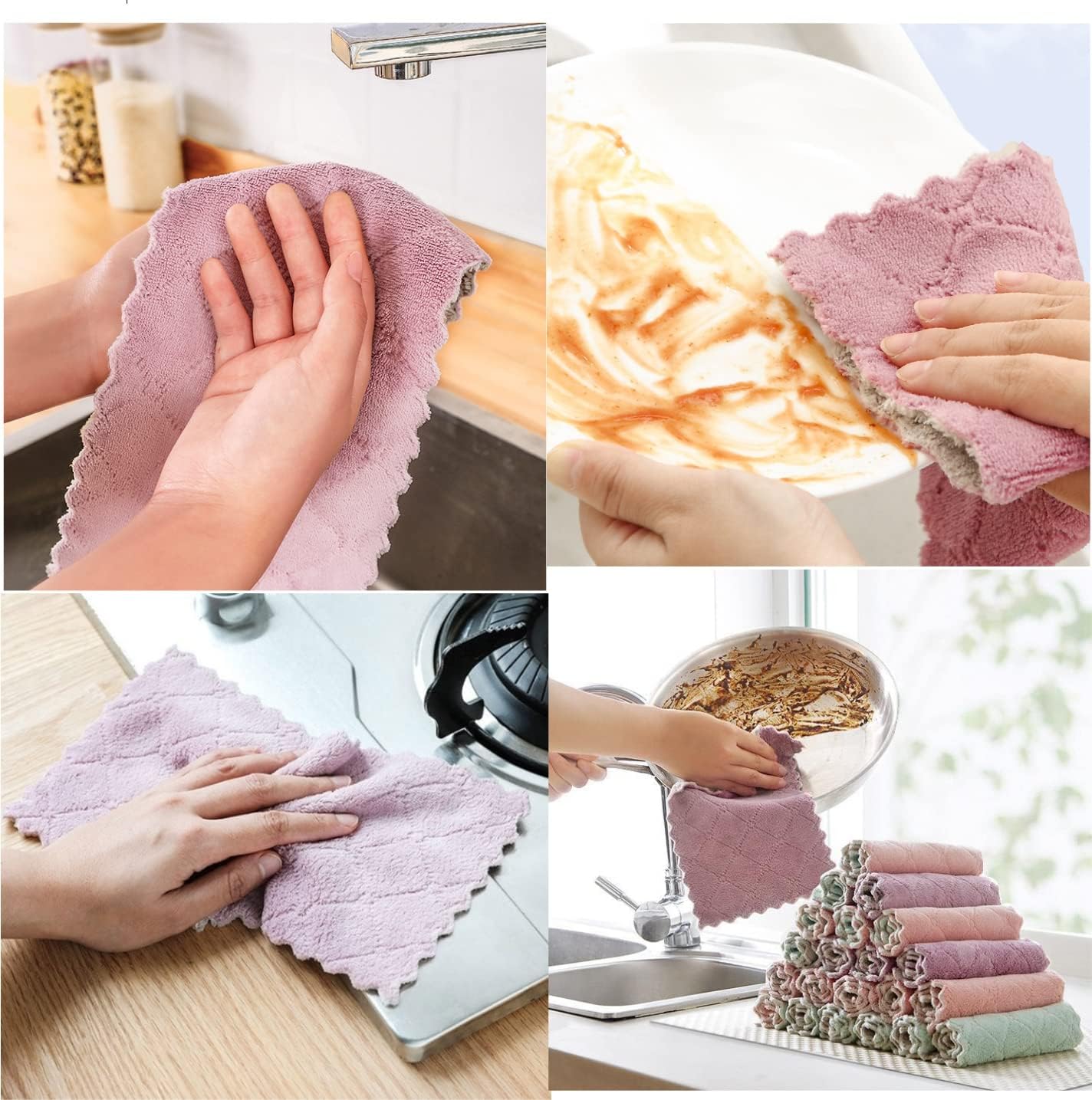 32 Pack Microfiber Dish Towels Ultra Absorbent Non-Stick Kitchen Cloths