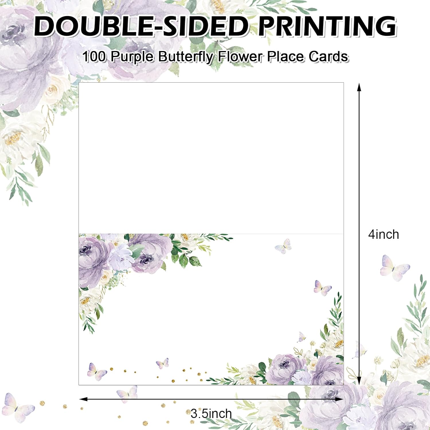Whaline 100Pcs Floral Butterfly Place Cards for Party Events