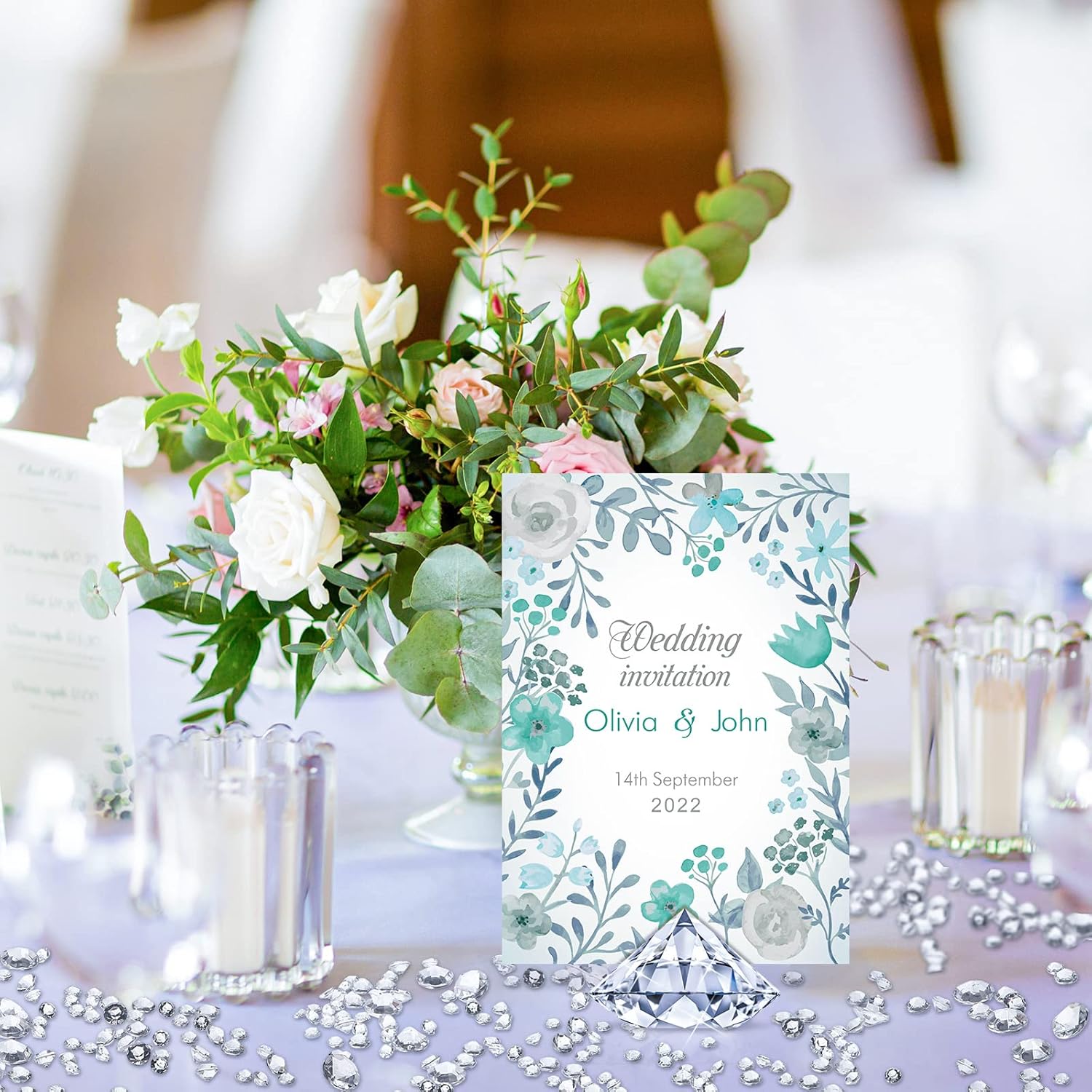 1624 Piece Diamond Place Card Holders and Confetti Set
