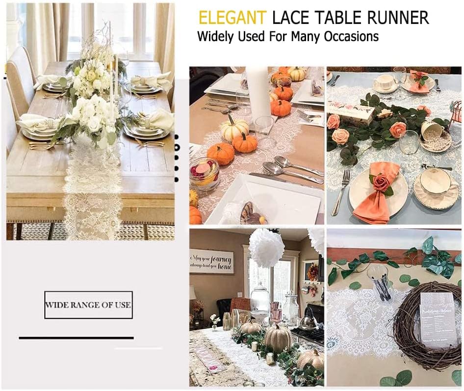 ShinyBeauty White Lace Table Runner 30x120 Inch