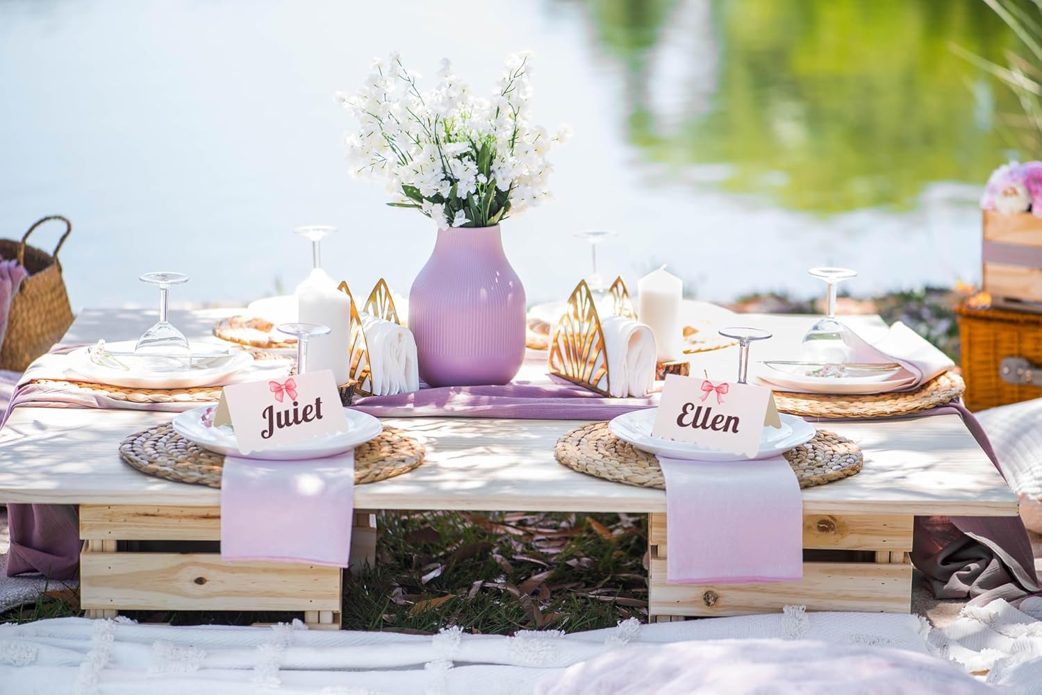 100 Pcs Pink Bow Place Cards 5 Designs