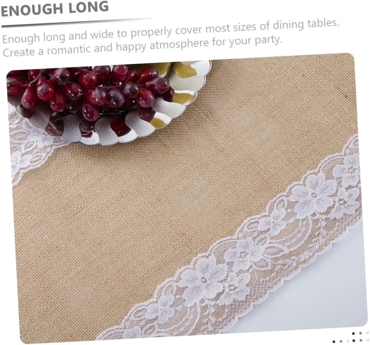 Ciieeo Linen Lace Table Runner for Weddings and Parties