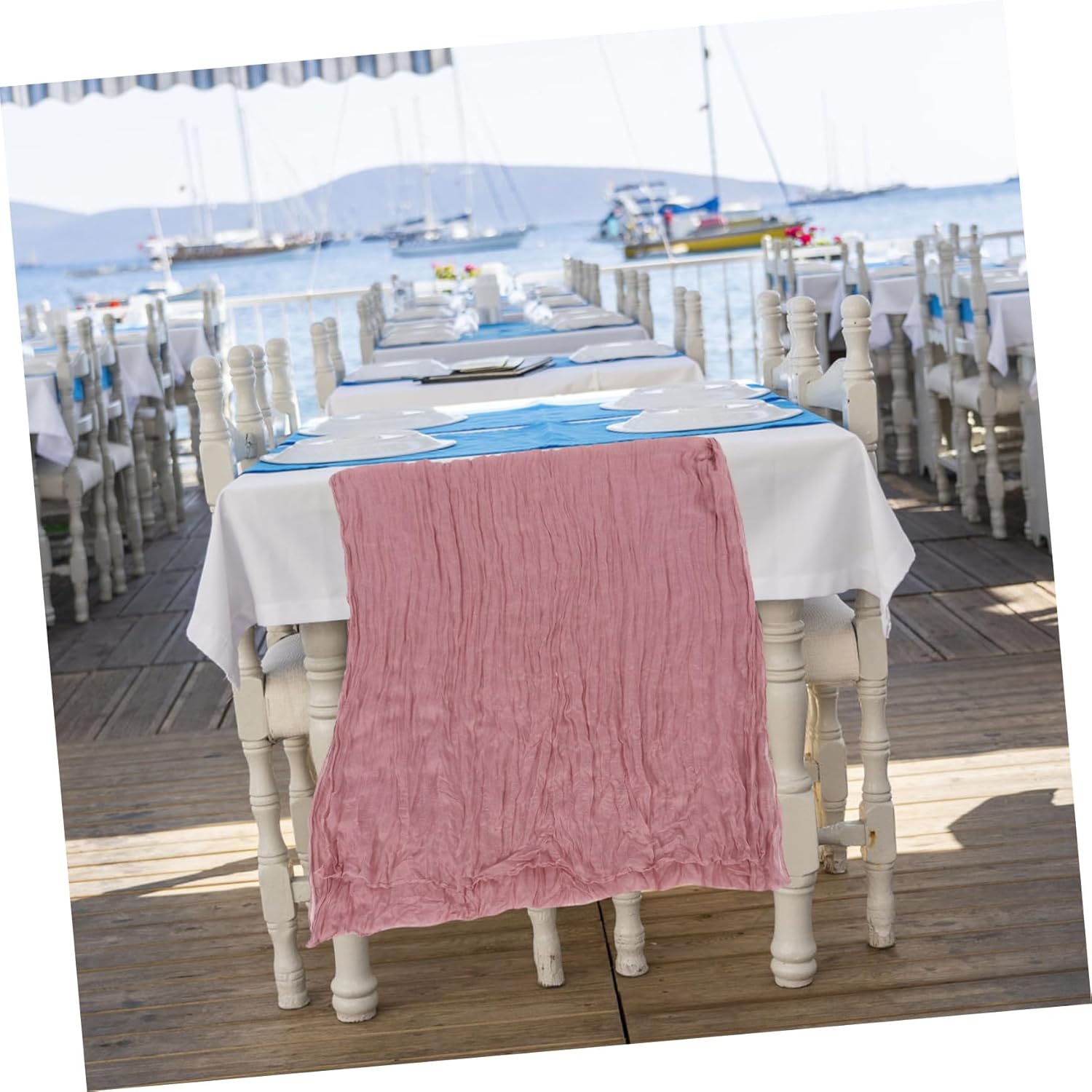 Bohemian Gauze Table Runner Dusty Elegant for Weddings and Parties