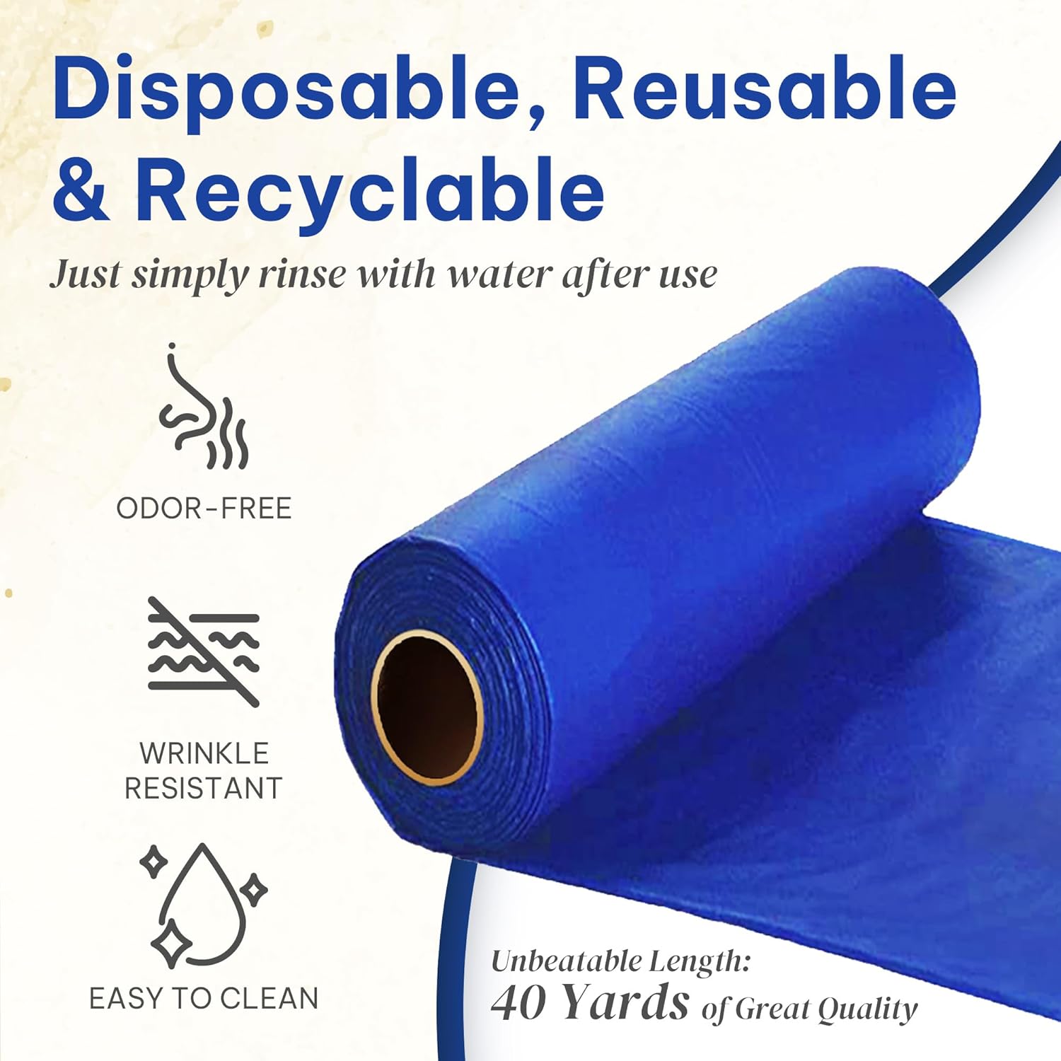 Amatra Plastic Table Cover Roll 54 in x 120 ft Blue Self-Cutter