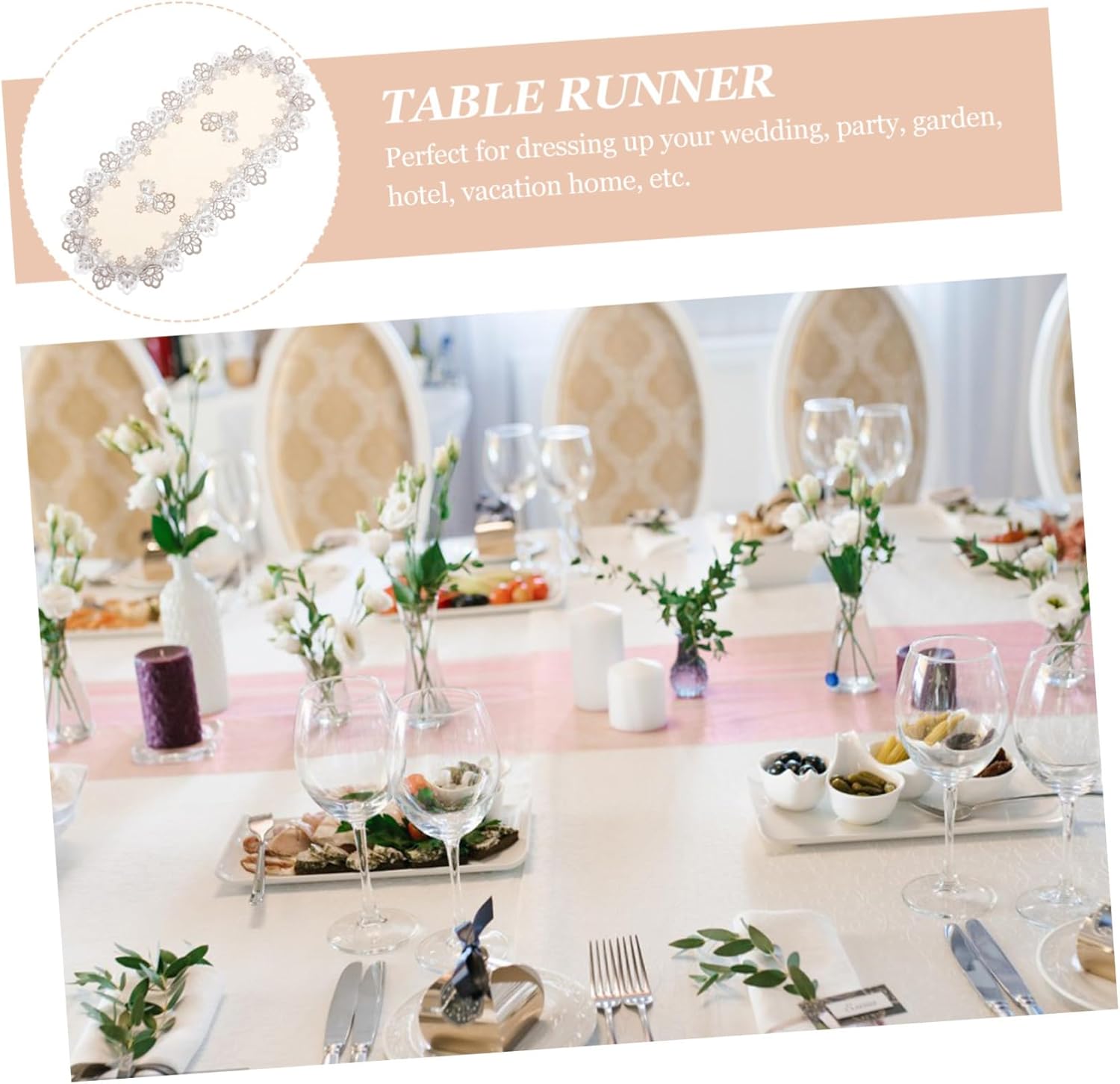 Elegant Lace Table Runner for Dining and Weddings