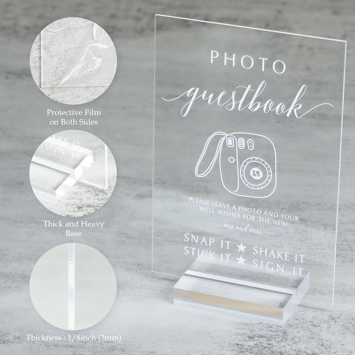 HOODO Acrylic Wedding Guest Book Sign with Stand