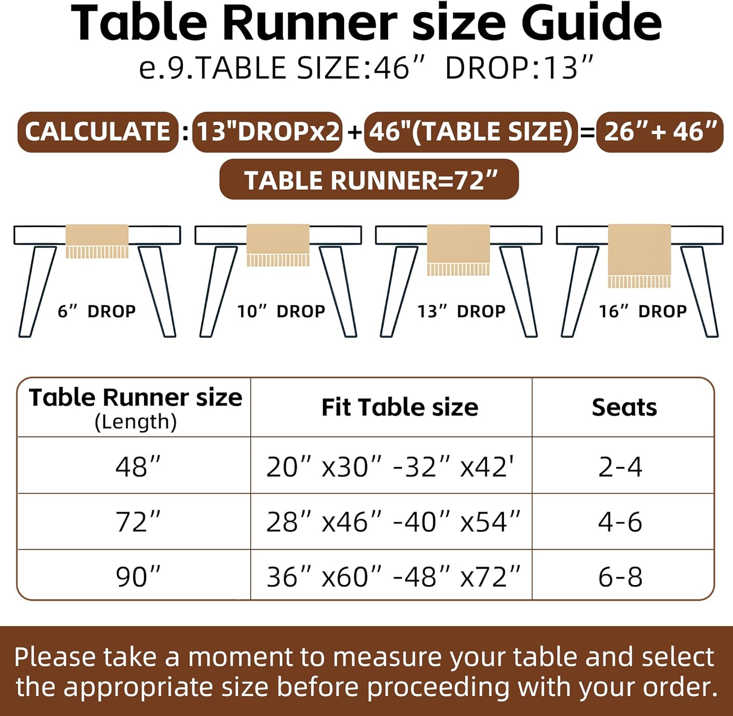 Boho Table Runner for Home Decor 12x48 Inches