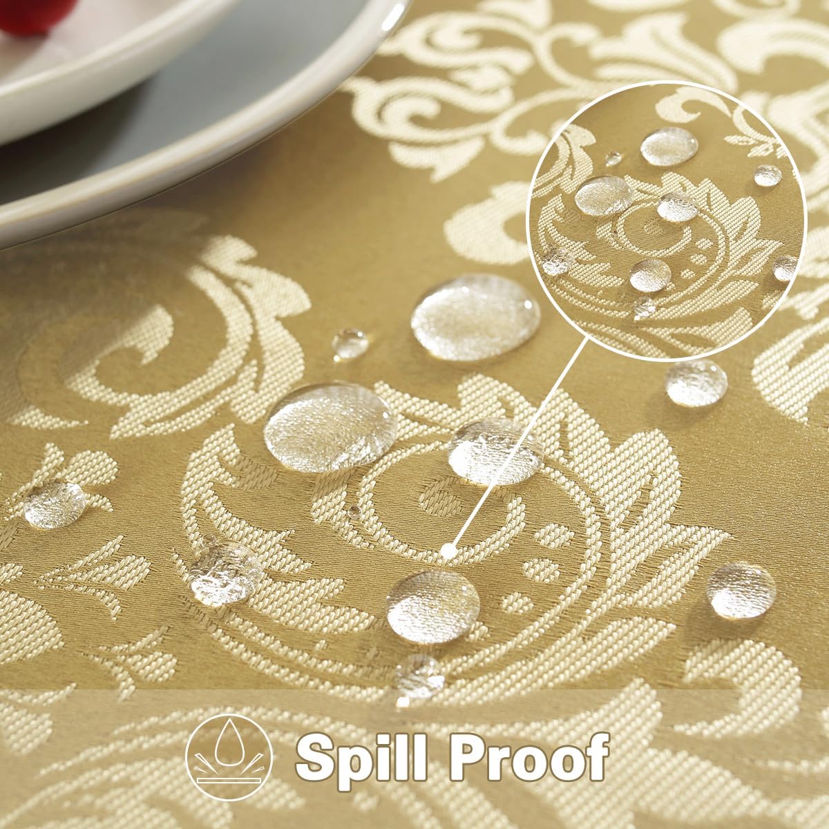 SASTYBALE Damask Gold Tablecloth 60x84 Inch