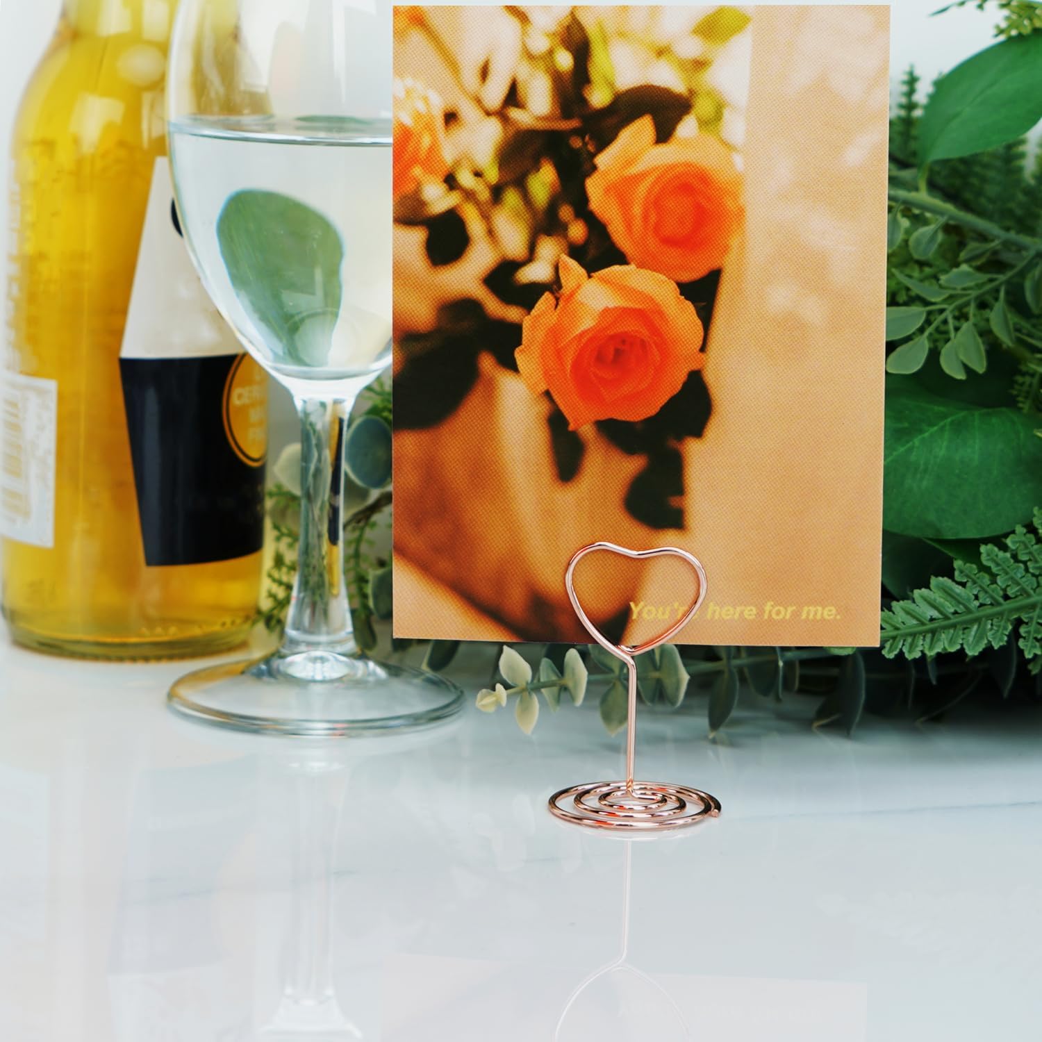 20pcs Rose Gold Heart Shape Place Card Holders