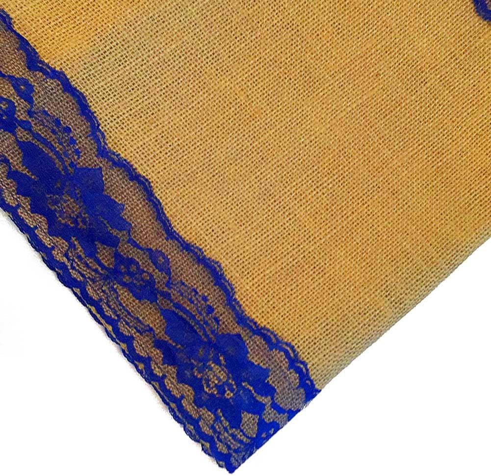 AAYU Burlap Table Runner with Navy Lace