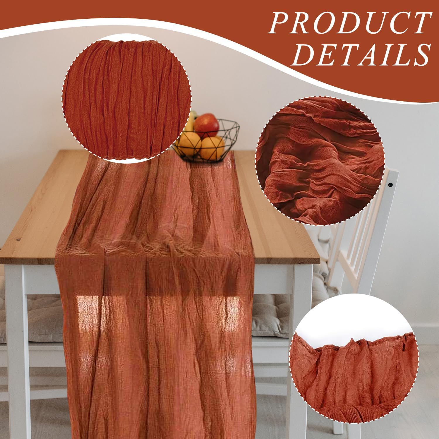 2 Pack Cheesecloth Table Runners 10ft Boho Wedding Decor