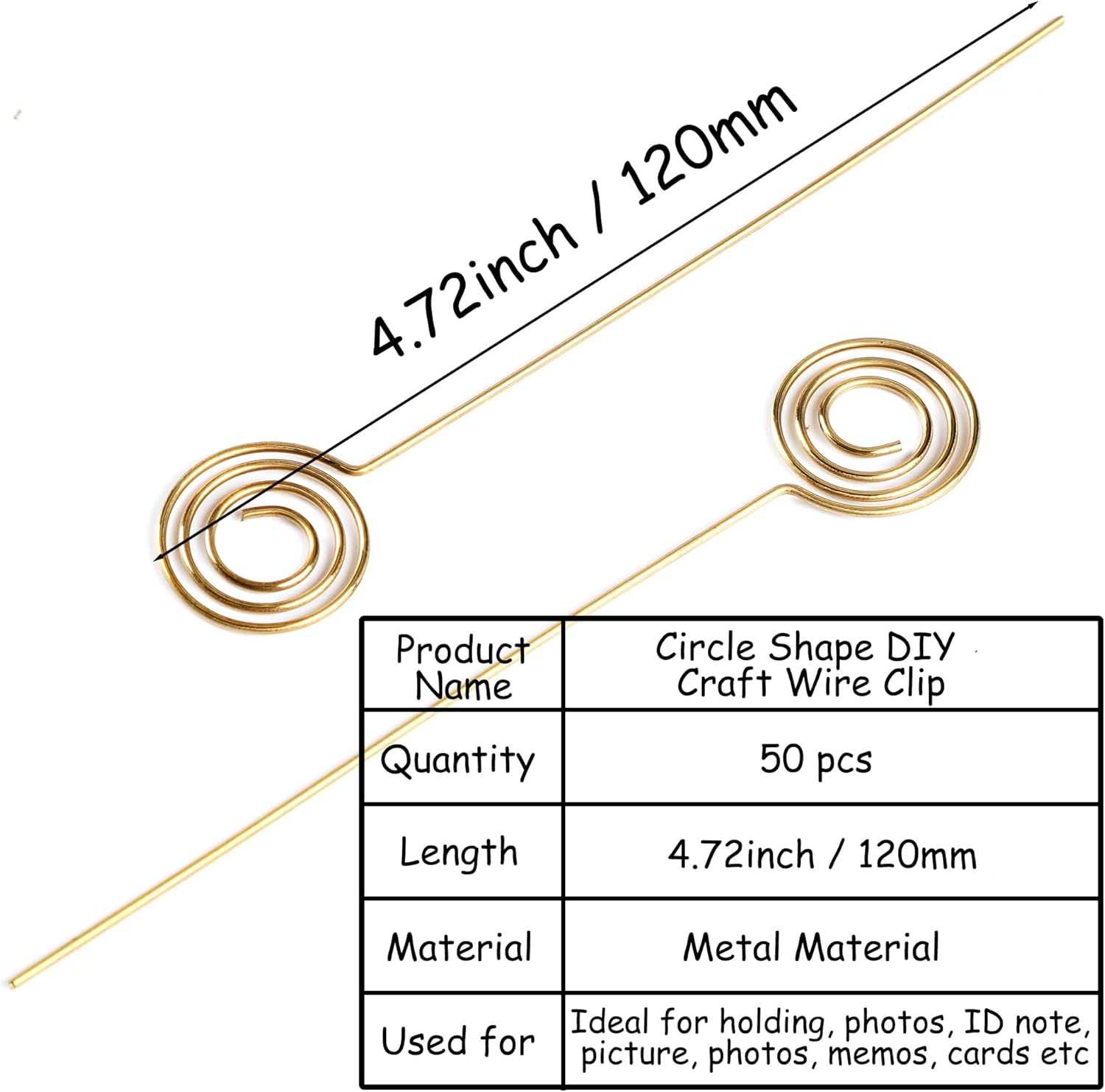HW 50pcs 47 Inch Golden Ring Wire Clip Table Card Holders