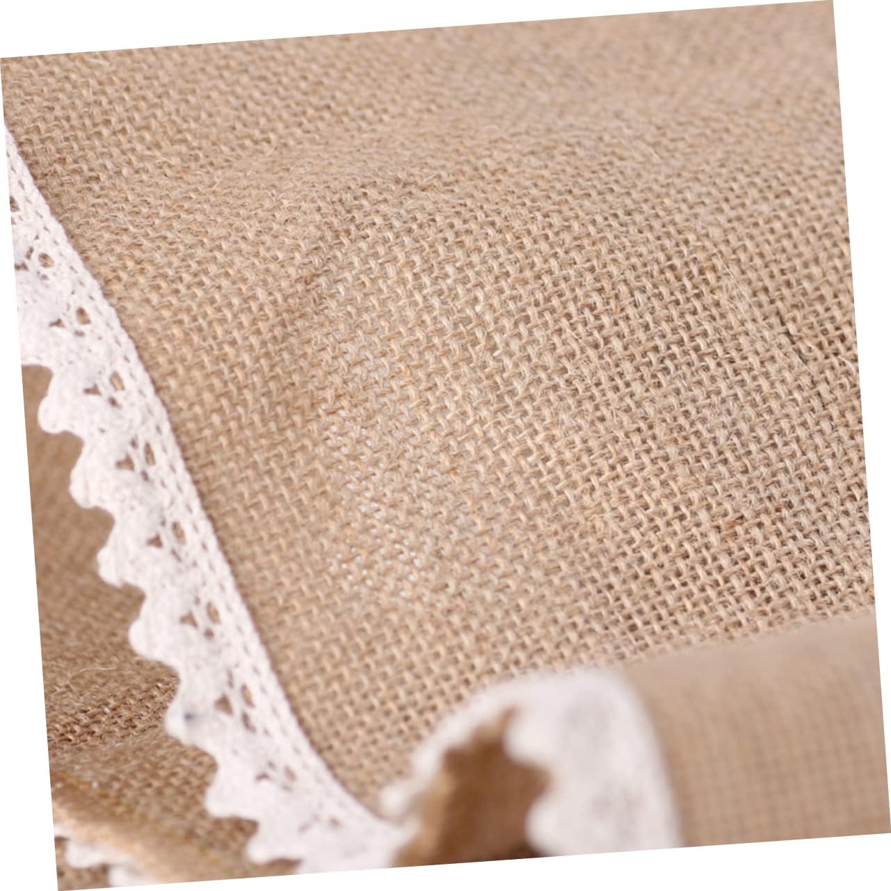 MAGICLULU 30x245cm Burlap Table Runner with Lace Edging