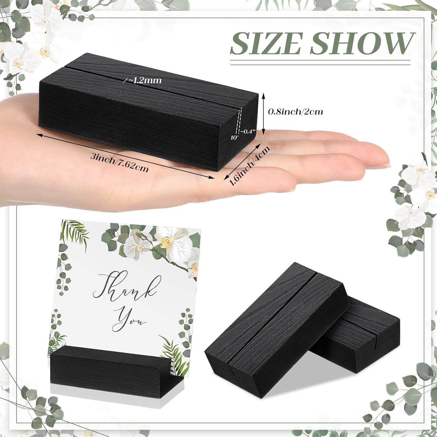 Zonon 12 Pcs Black Wooden Place Card Holders