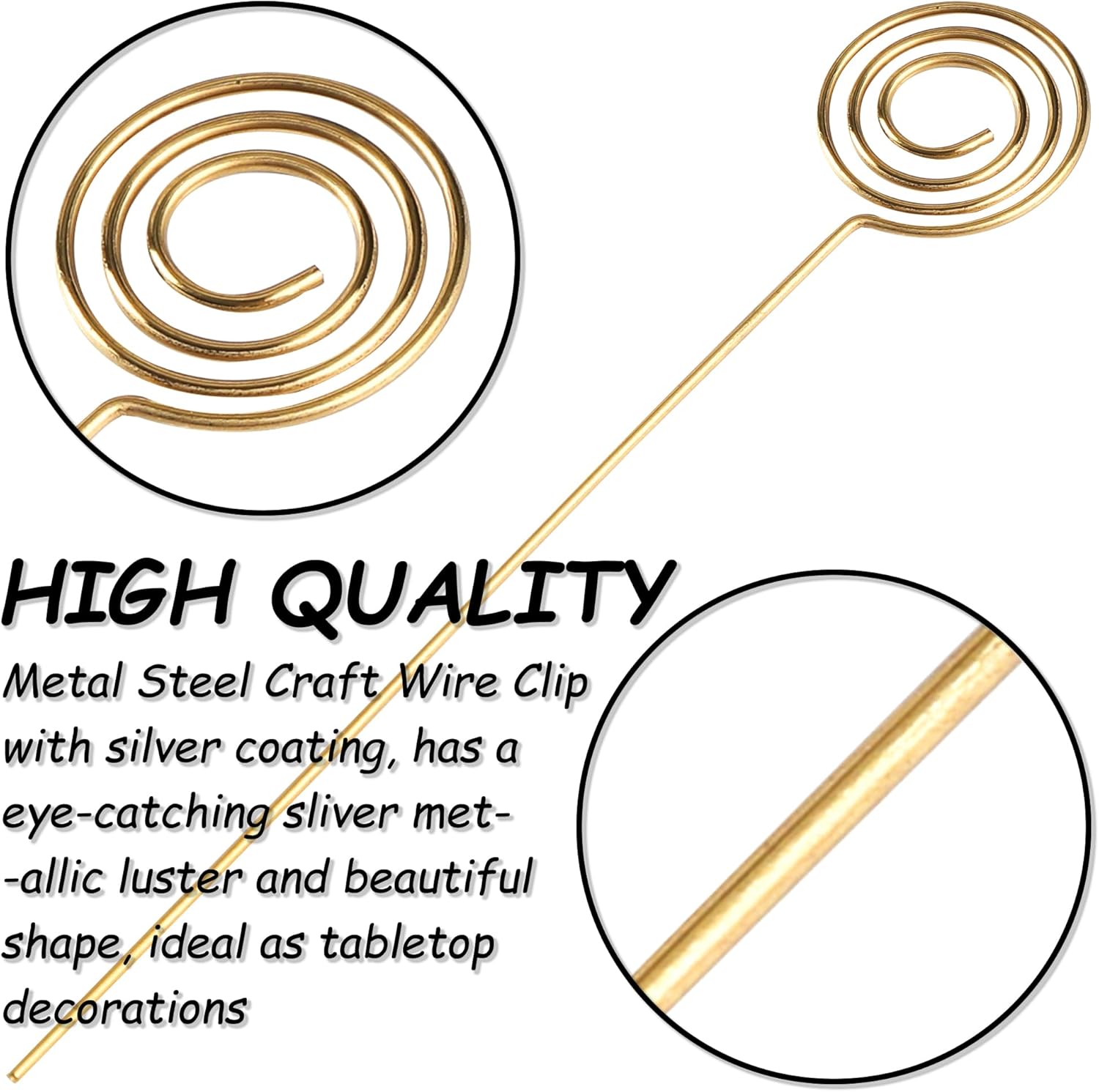 HW 50pcs 47 Inch Golden Ring Wire Clip Table Card Holders