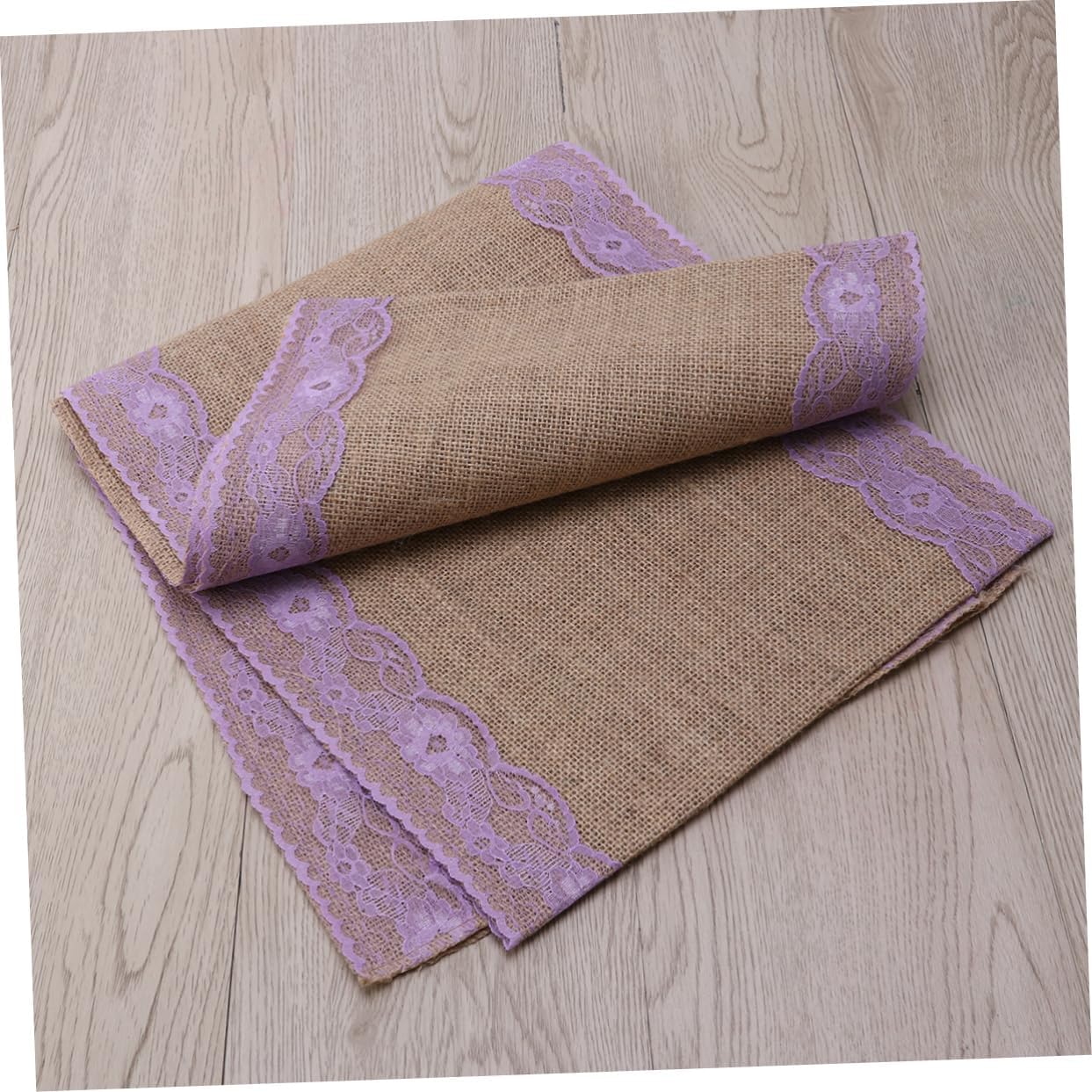 275x30cm Burlap Table Runner with Rustic Lace Edging