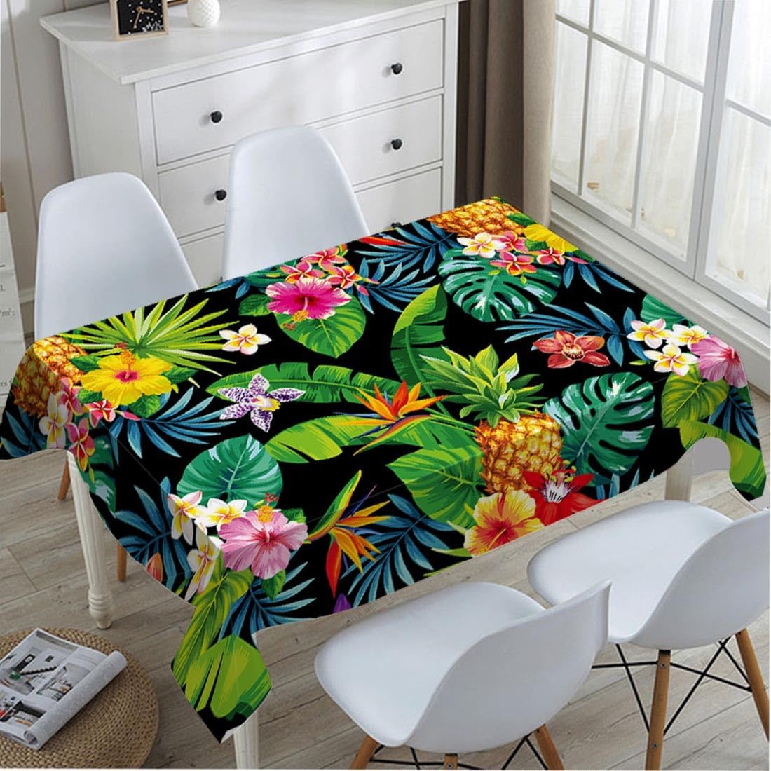TKS MITLAN Decorative Tablecloth with Pineapples Hawaii Design 60x84 Inch