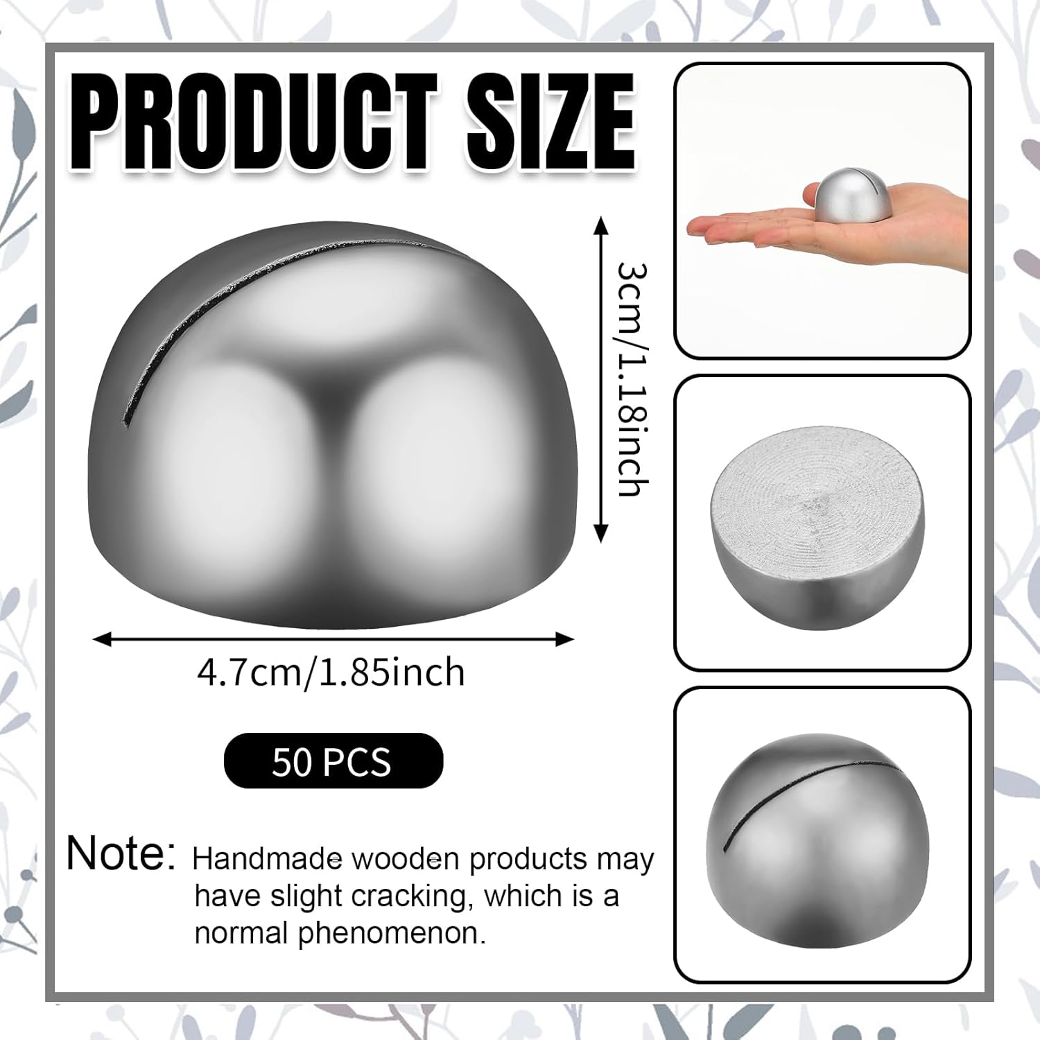 Geyoga 50 Pcs Silver Round Place Card Holders
