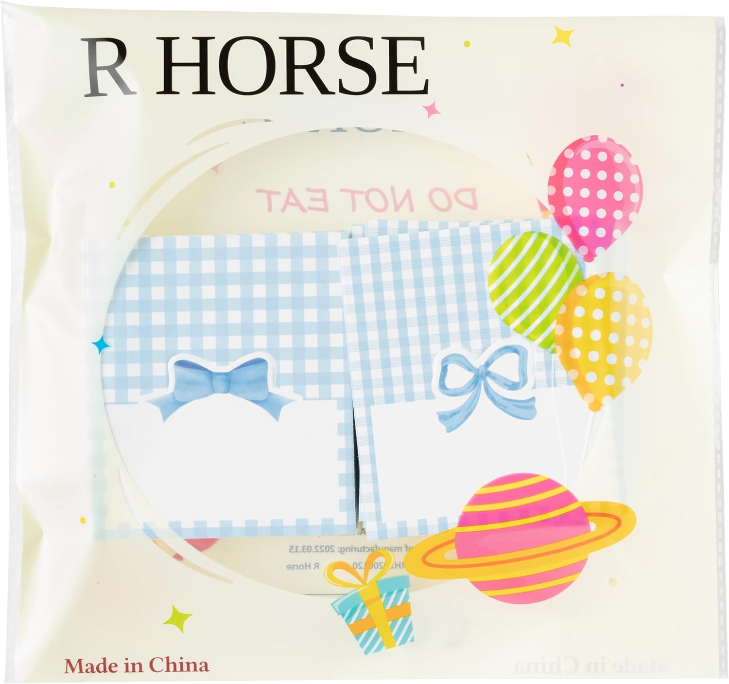 R HORSE Blue Bow Place Cards 100Pcs 35x2 Inch