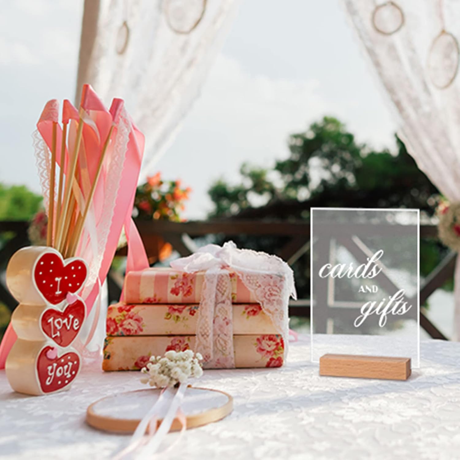 Yinkin 3 Pcs Acrylic Wedding Signs with Stand