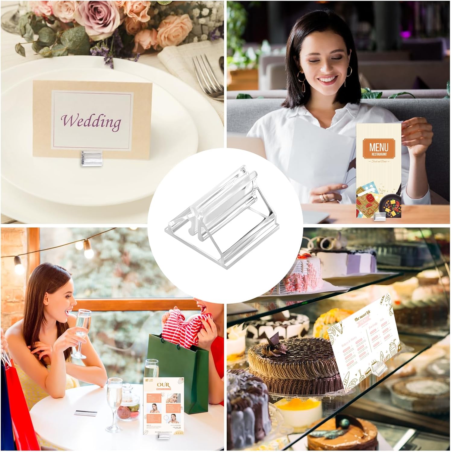 72 Pcs Acrylic Place Card Holders for Wedding Photos and Games
