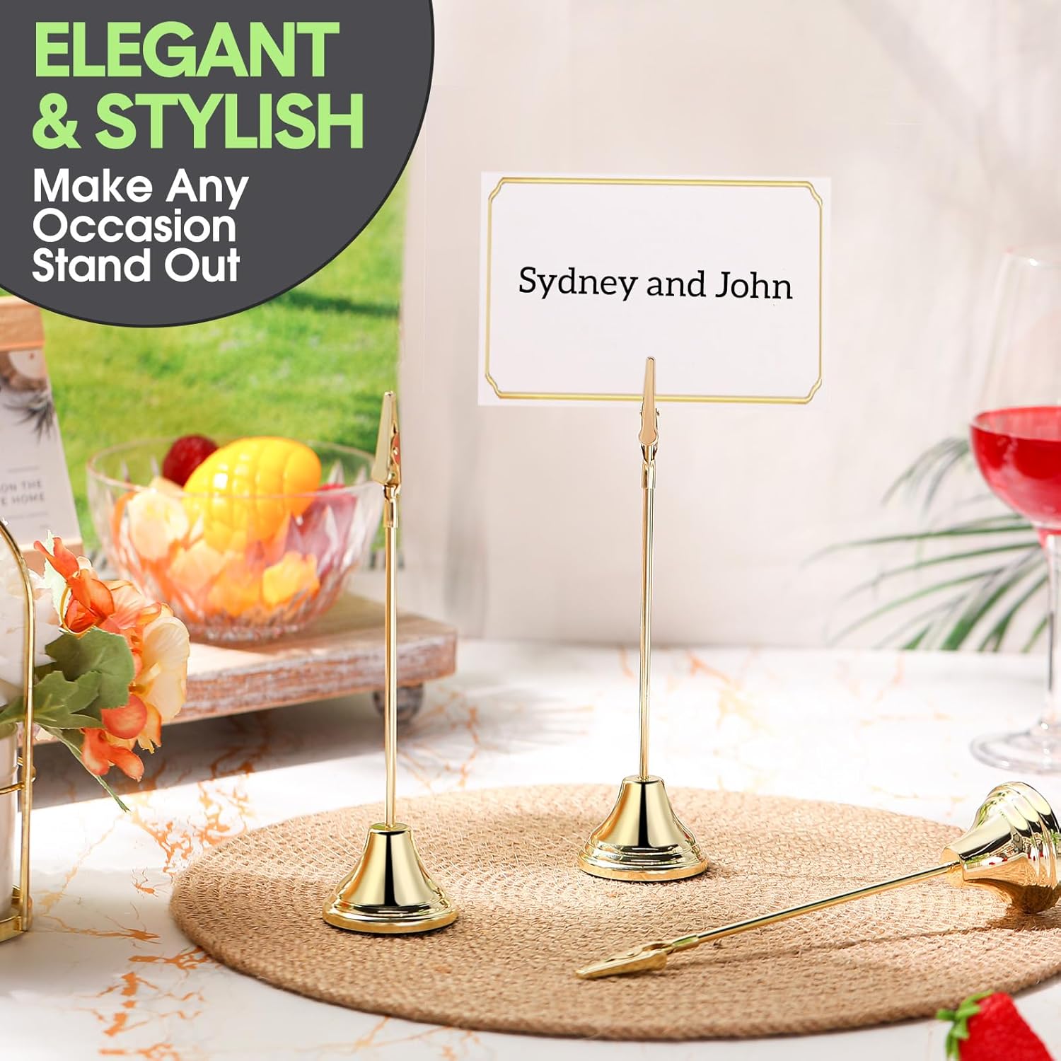 12 Pcs Gold Table Number Holders with Alligator Clip