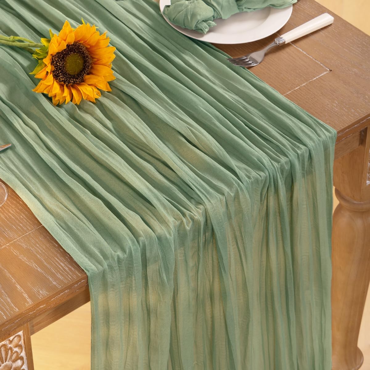 Sage Green Cheesecloth Table Runner Set Of 12