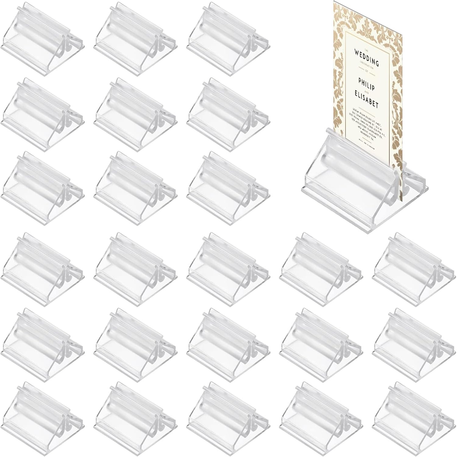 24PCS Clear Acrylic Place Card Holders for Wedding Photos and Memos