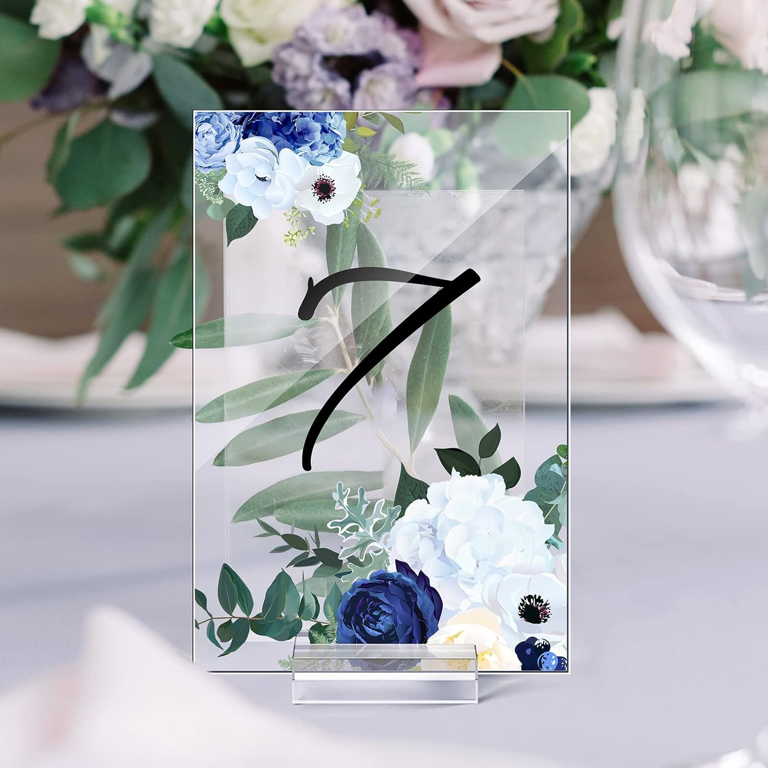 Yulejo 12Pcs Clear Acrylic Place Cards with Holders for Wedding Reception