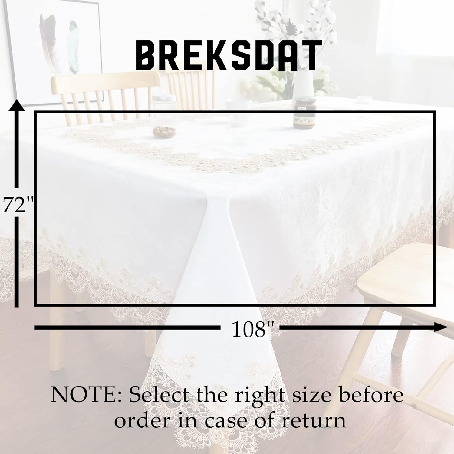 Elegant Rectangle Tablecloths with Macrame Border
