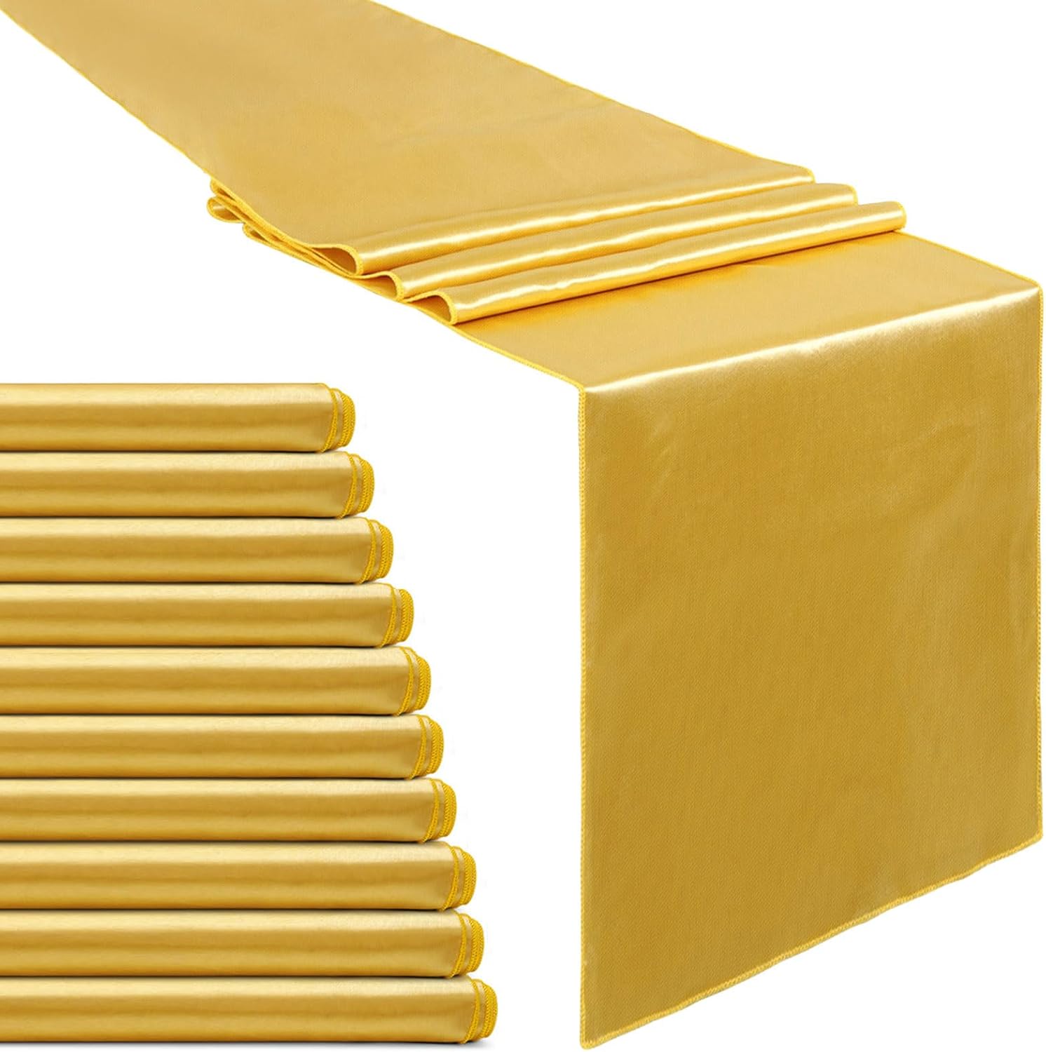 B-COOL Gold Satin Table Runners 10 Pack 12x108 Inch