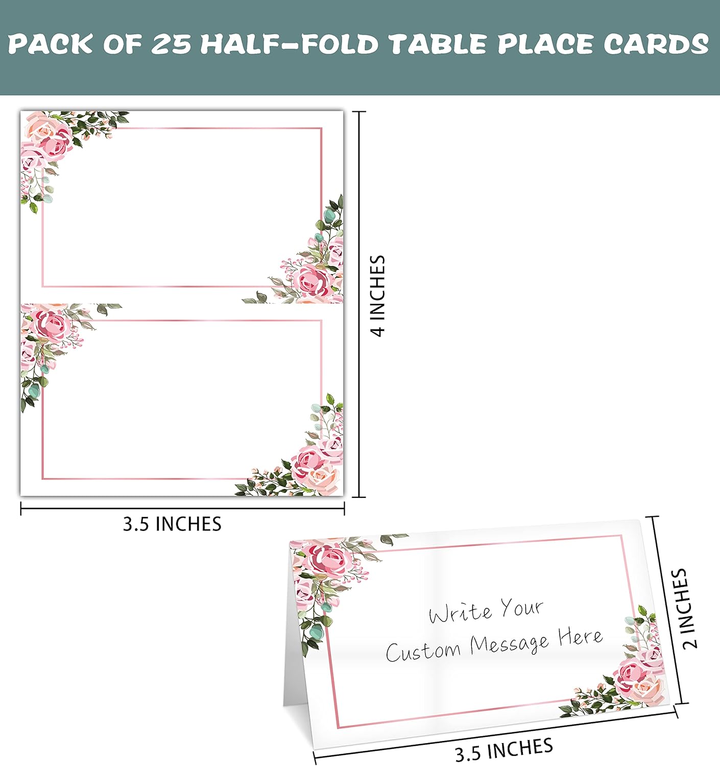 Boho Blush Pink Floral Place Cards Set 25 Pcs