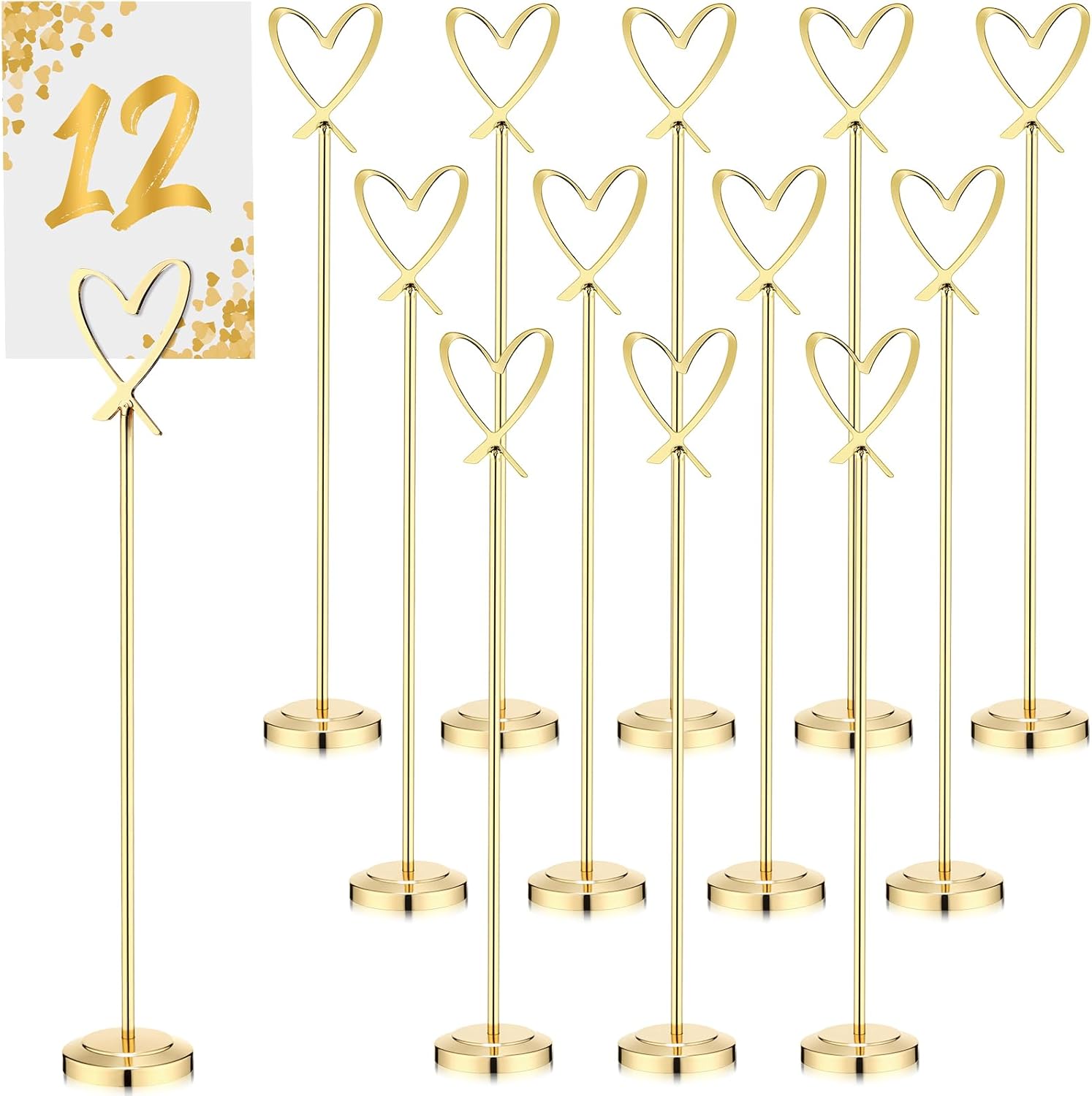 Kosiz 12 Pcs Gold Heart Table Number Holders