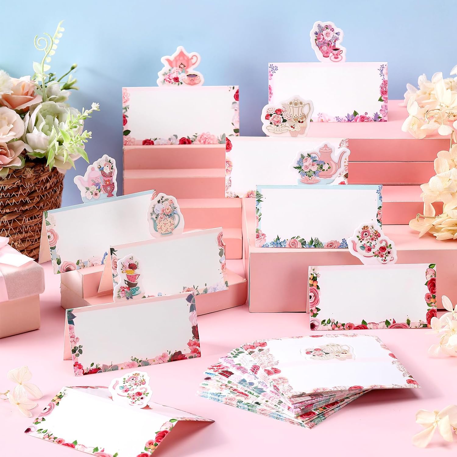 Fullhawl 48 Pcs Tea Party Themed Place Cards Set