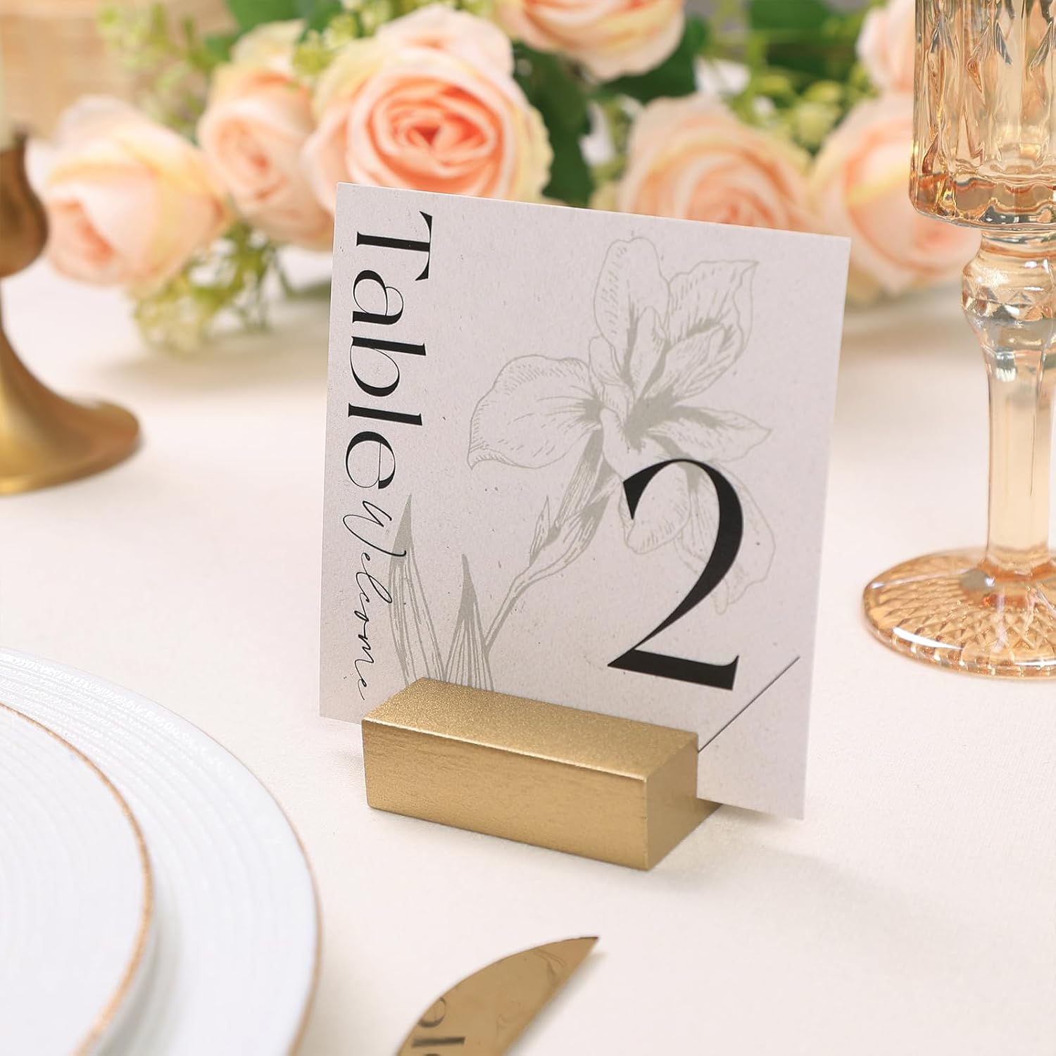 UNIQOOO 12 Pack 2 Inch Gold Birch Place Card Holders