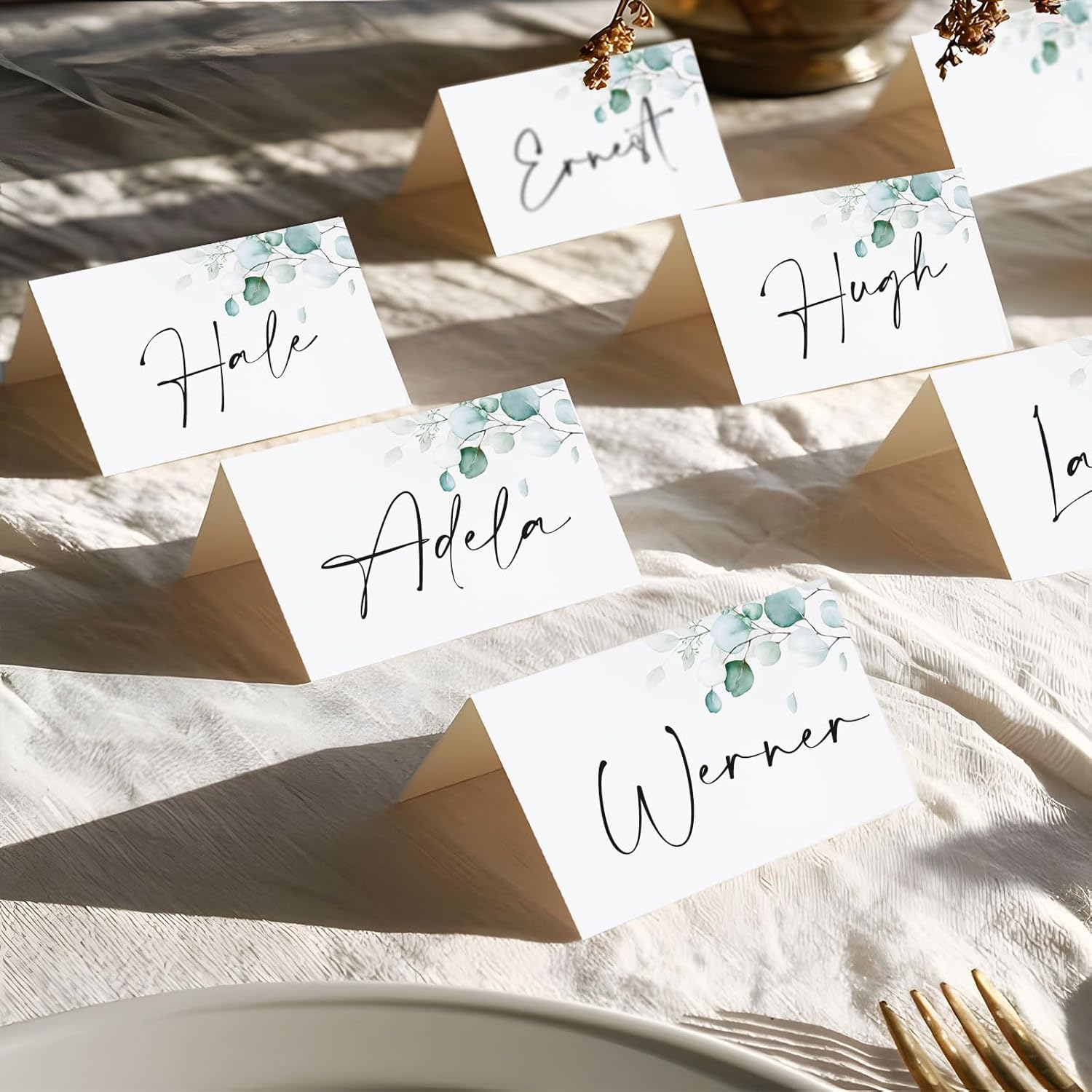 100pcs Eucalyptus Leaf Place Cards for Wedding Reception and Events