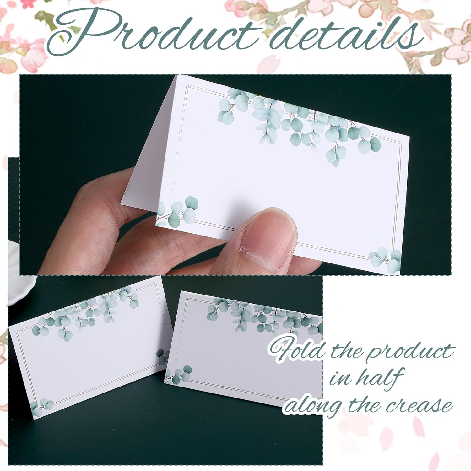Zyghjort 50 Pcs Folding Place Cards for Weddings and Parties