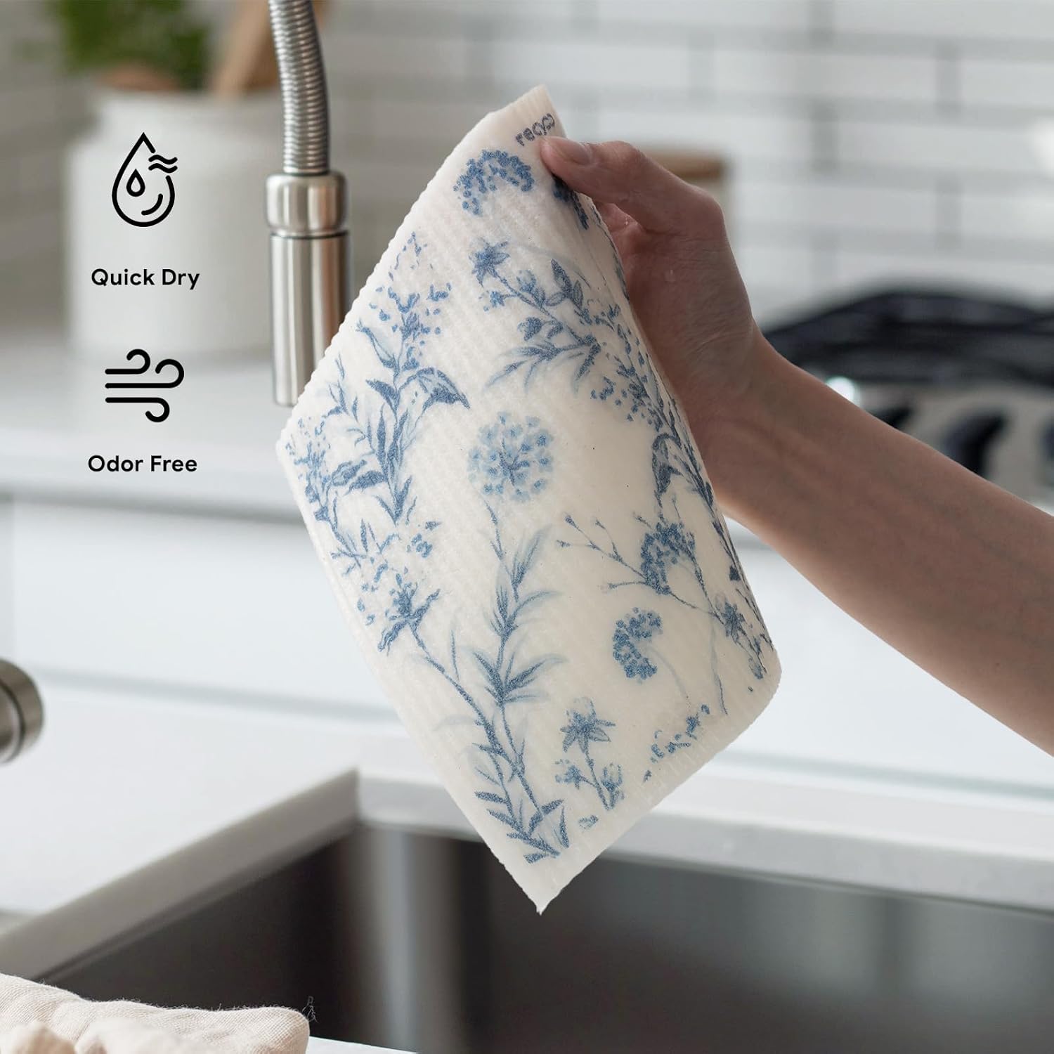 RECYCO 6 Pack Foggy Blue Swedish Dishcloths